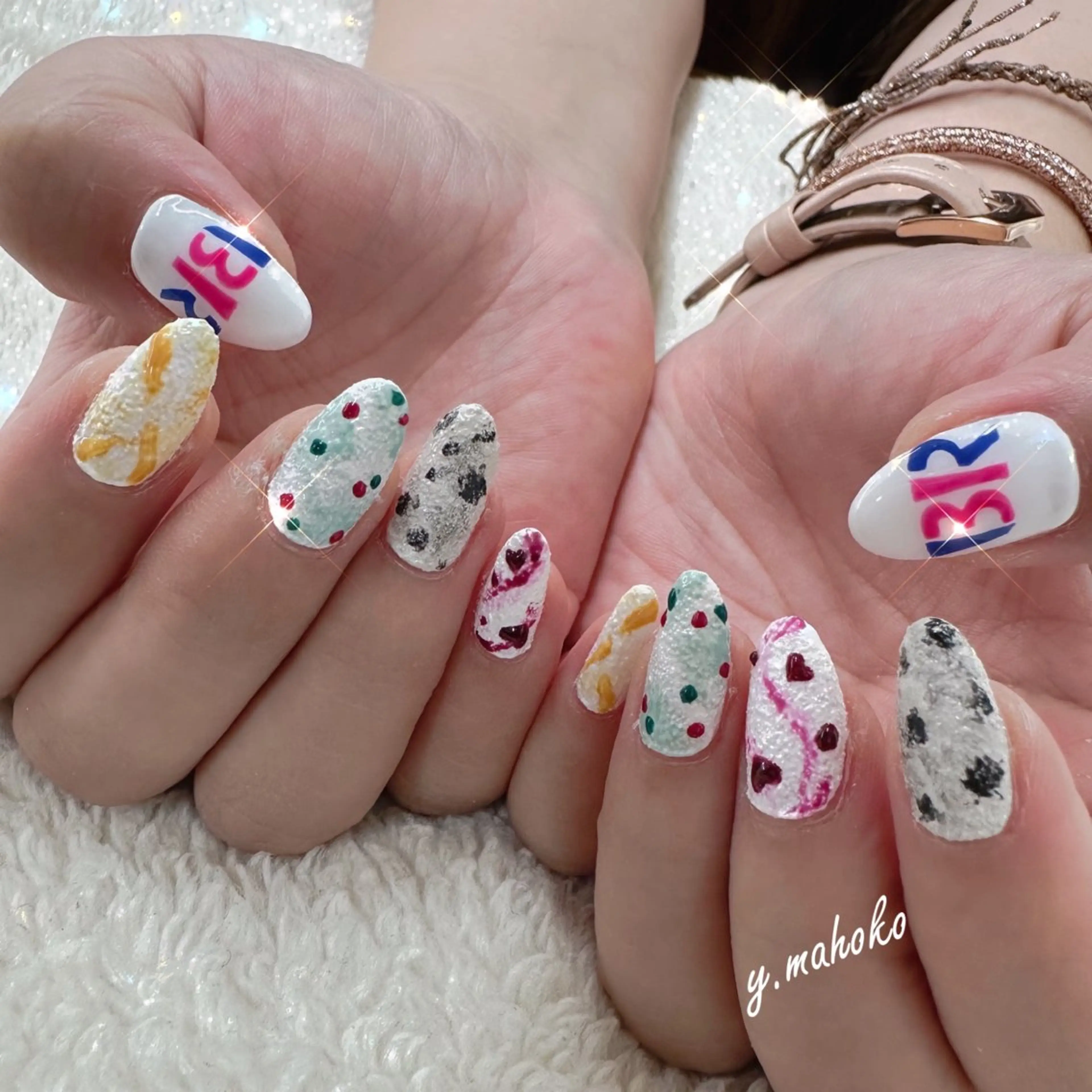 ネイル ジェルネイル ハンドネイル パラジェル有/ 長さだし/mahoのネイルデザイン