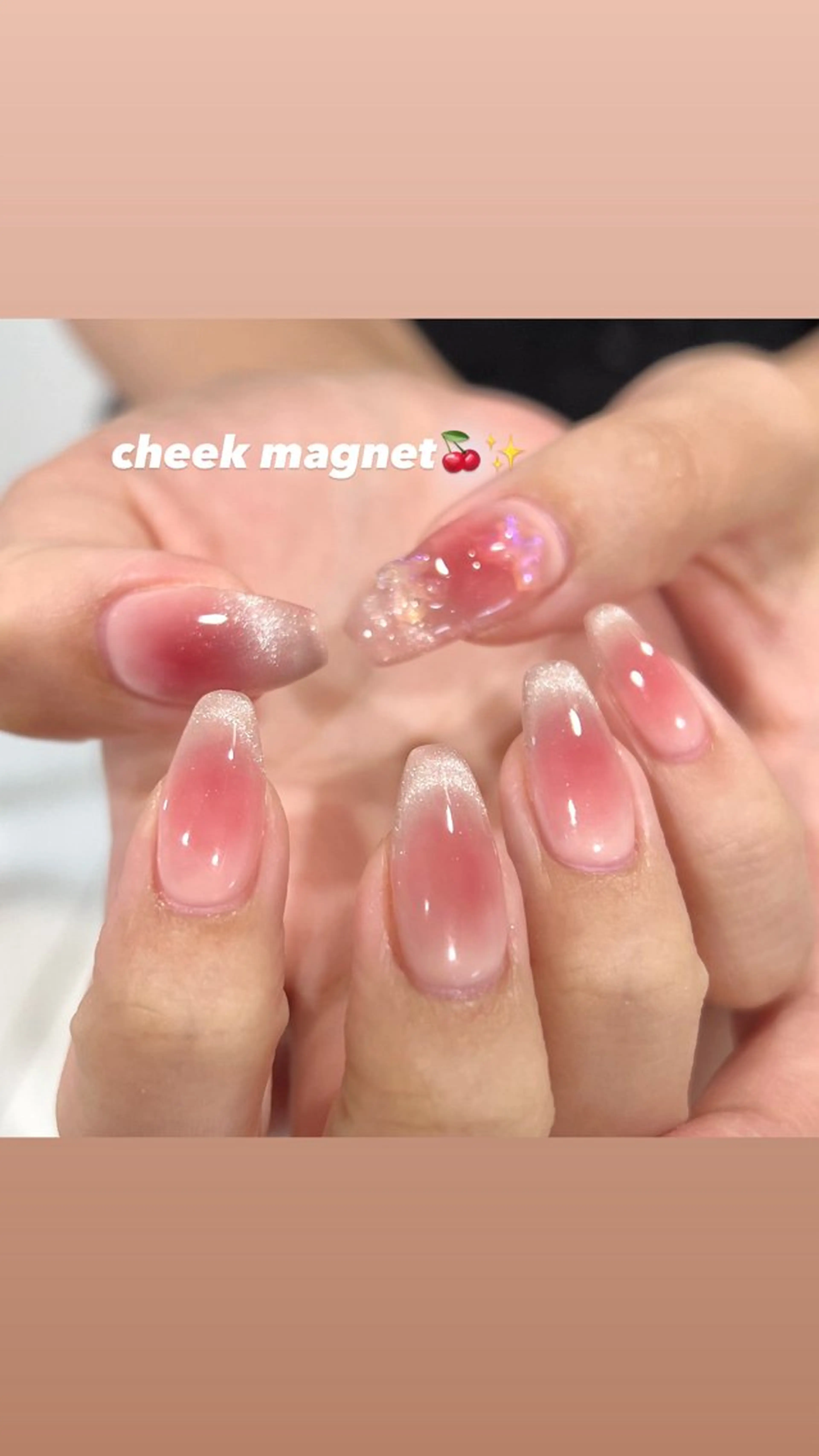 ネイル チークネイル ワンホンネイル 🎀チーク/ちゅるん 🫧chisa🎀のネイルデザイン