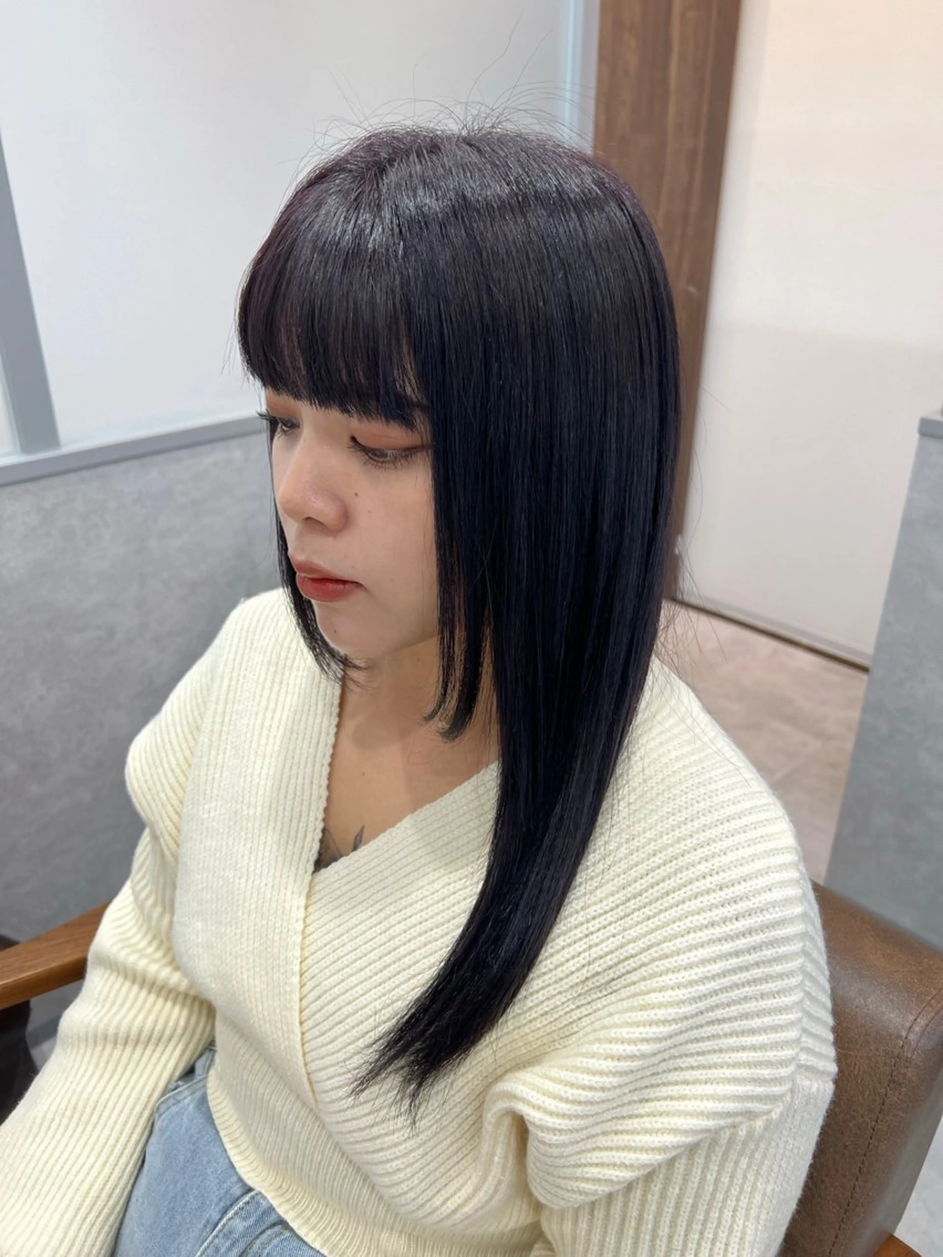 ロング パープルカラー カット 縮毛矯正 トリートメント studio HEAP 辻堂 髪質改善サロン所属・美髪矯正/髪質改善 🌼 原田 愛弓のヘアスタイル