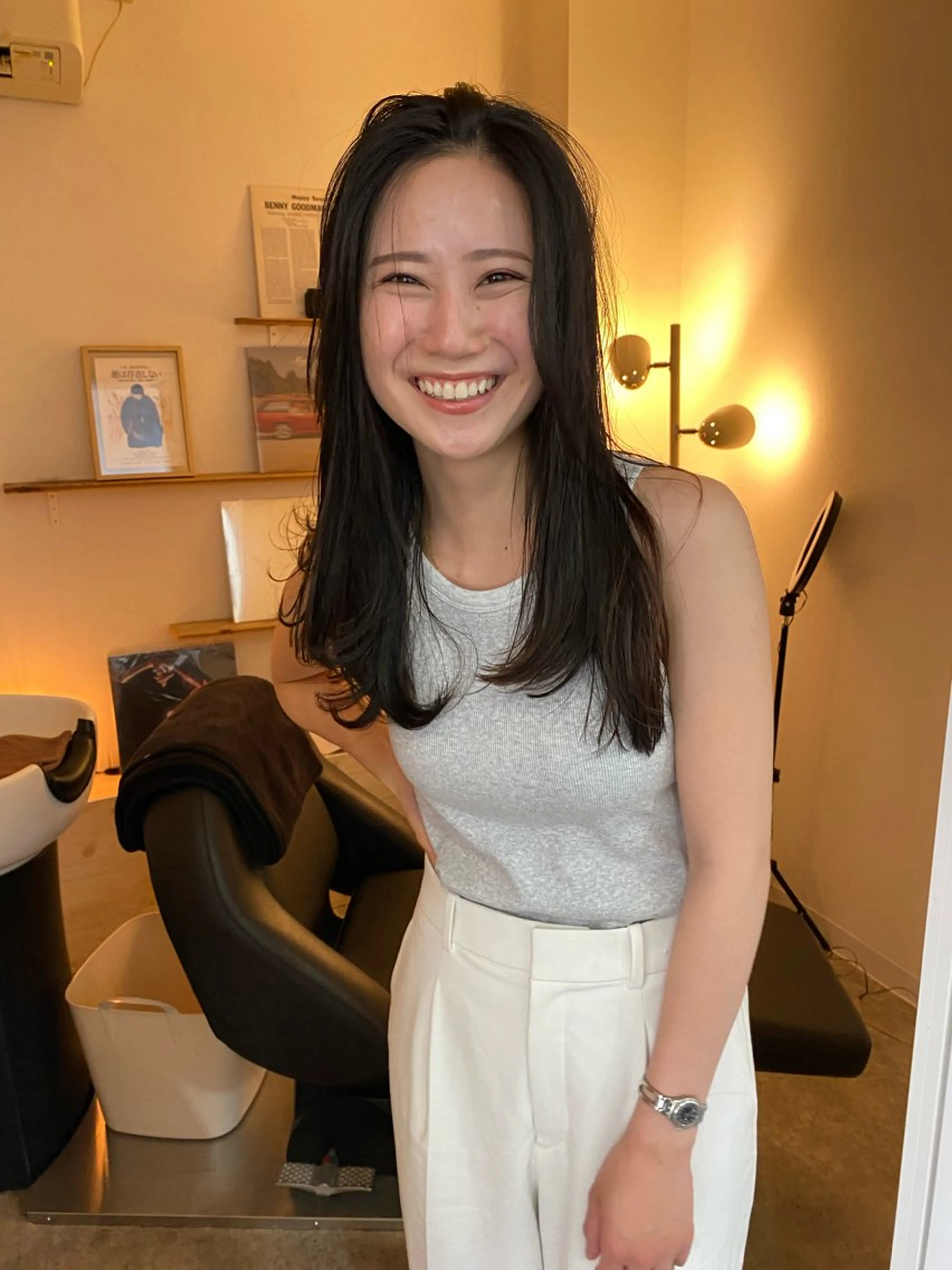 セミロング レイヤーカット カット トリートメント 森貴裕/ベージュ/ パーマ/オリーブのヘアスタイル