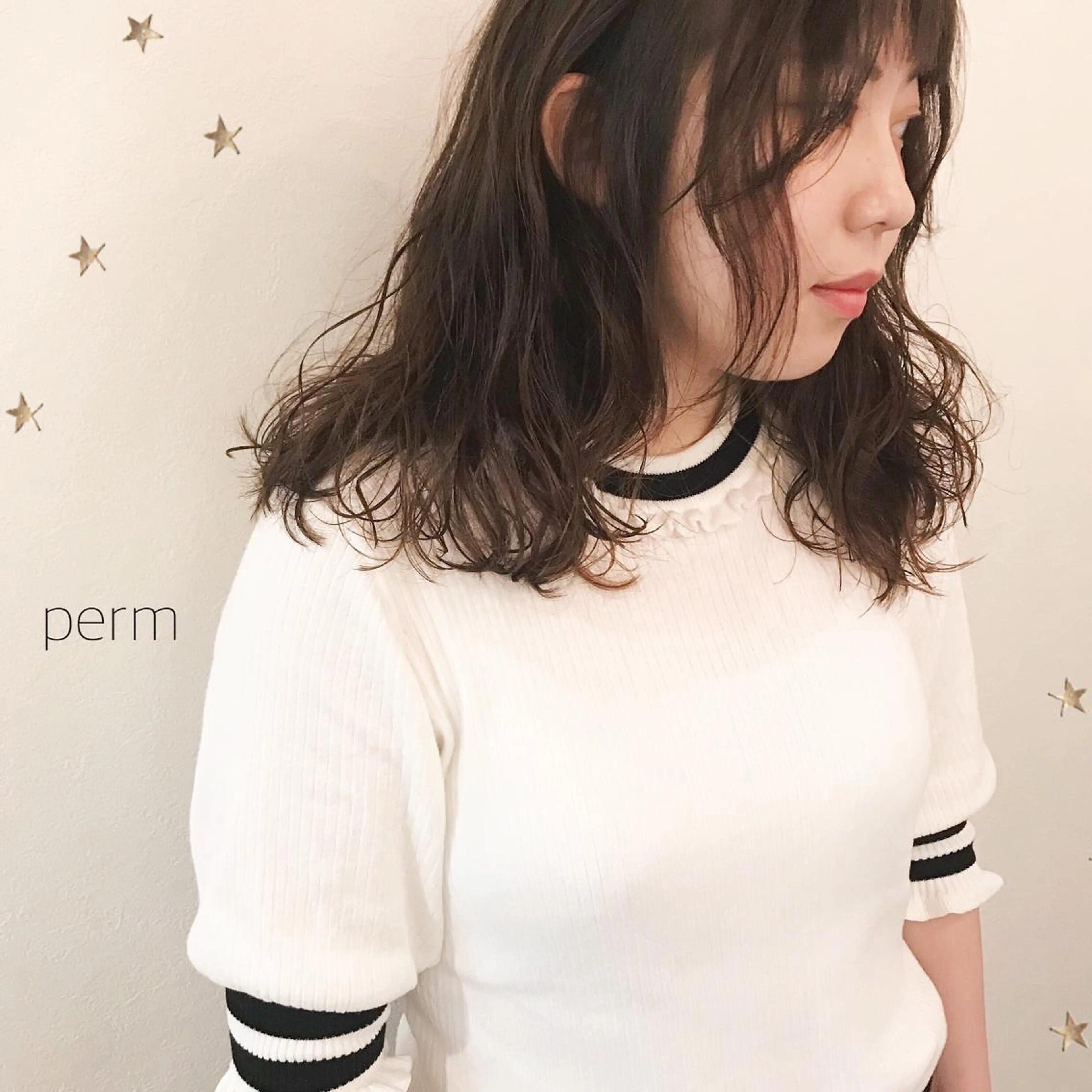 ミディアム パーマ 市川 千夏のヘアスタイル