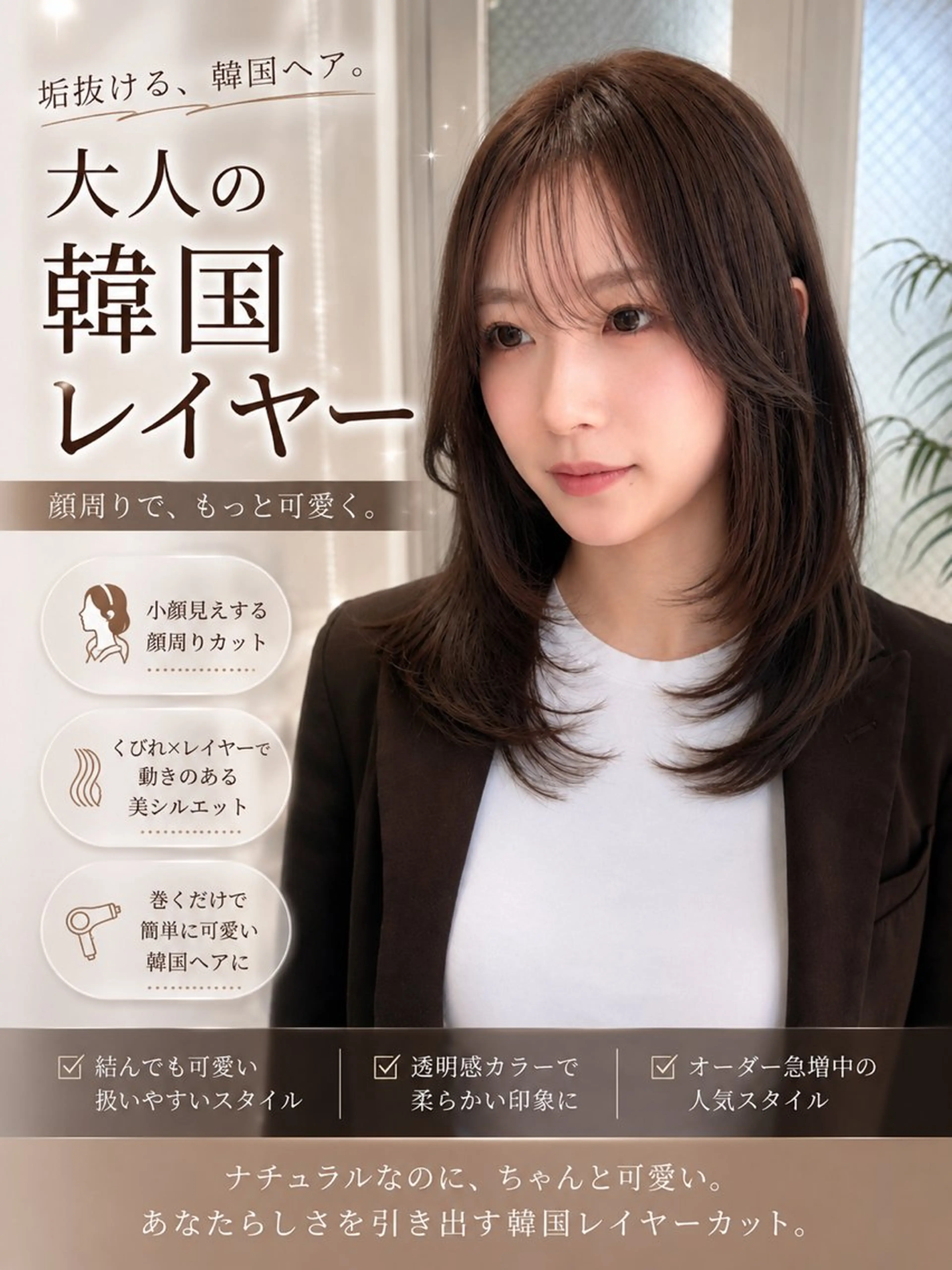 セミロング レイヤーカット カット ヘアカラー トリートメント 韓国レイヤー🇰🇷 美髪縮毛矯正🫧拓海のヘアスタイル