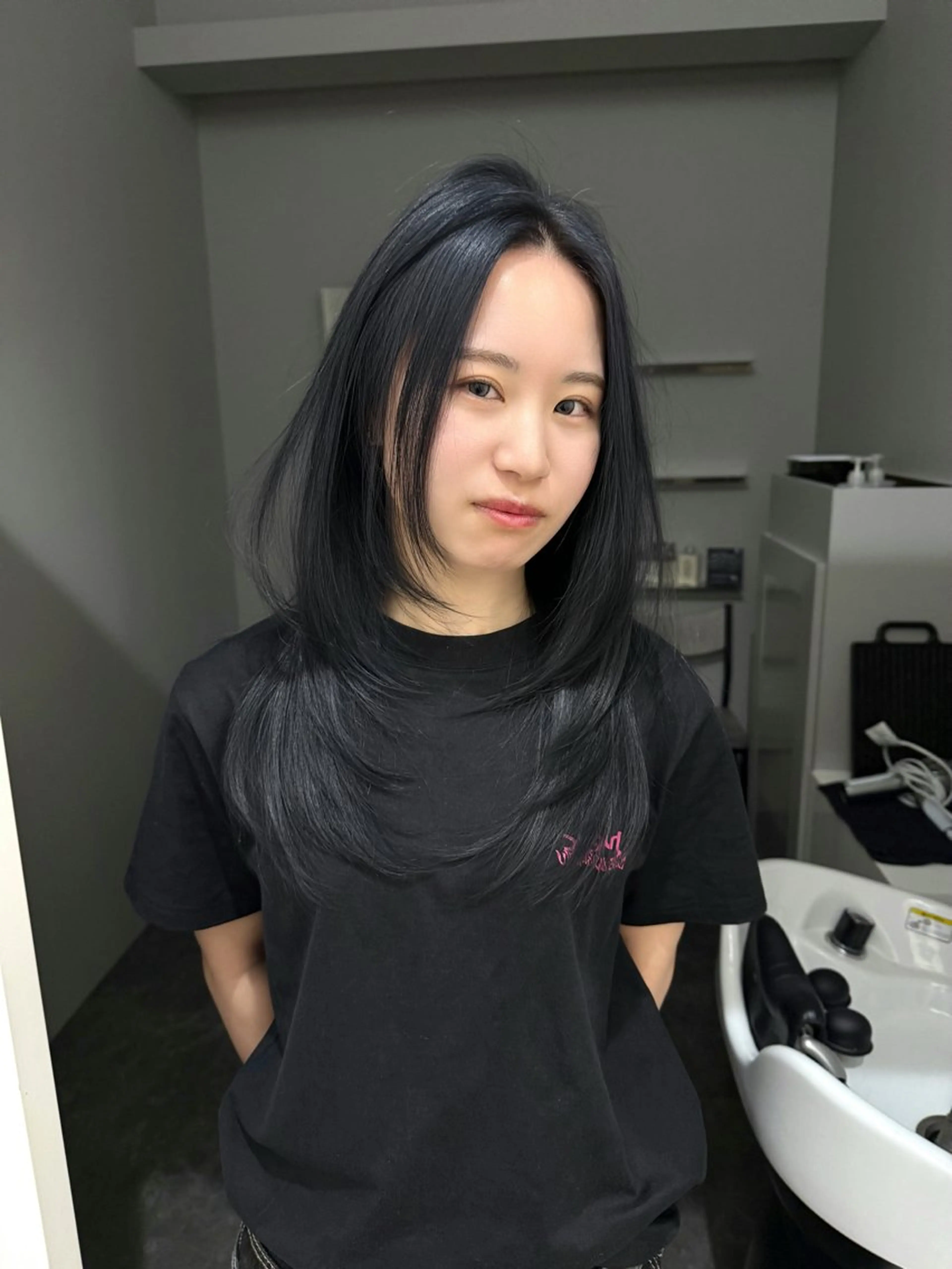 ロング カラー ハッシュカット 韓国風ヘア レイヤーカット カット ヘアカラー トリートメント レイヤー/艶カラー /韓国ヘア/高松のヘアスタイル