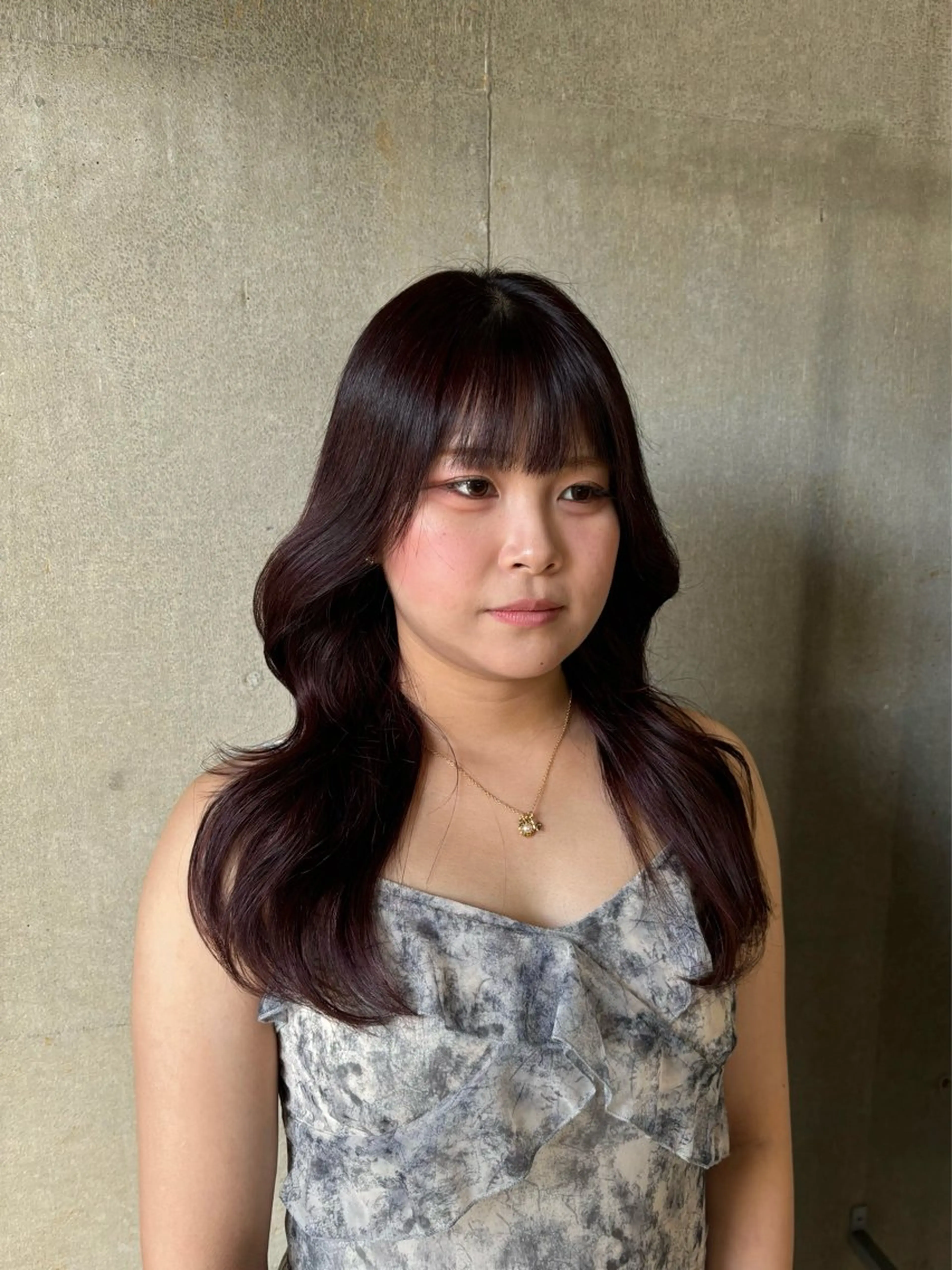 ロング レッドブラウン ヘアカラー トリートメント 小玉 唯依のヘアスタイル