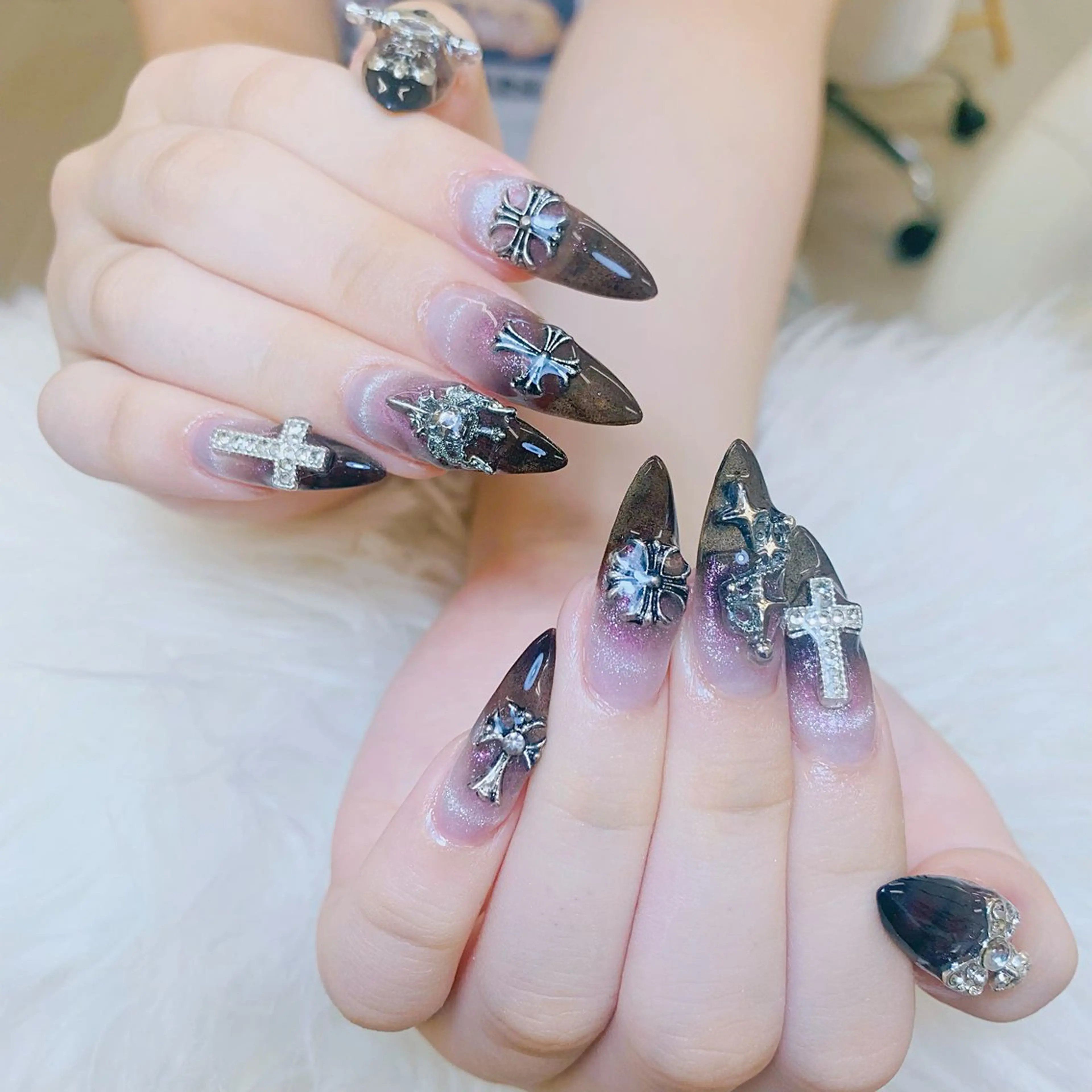ネイル チークネイル 長さ出し フラッシュネイル フレンチネイル グラデーション ハンドネイル AN NAIL SALONのネイルデザイン
