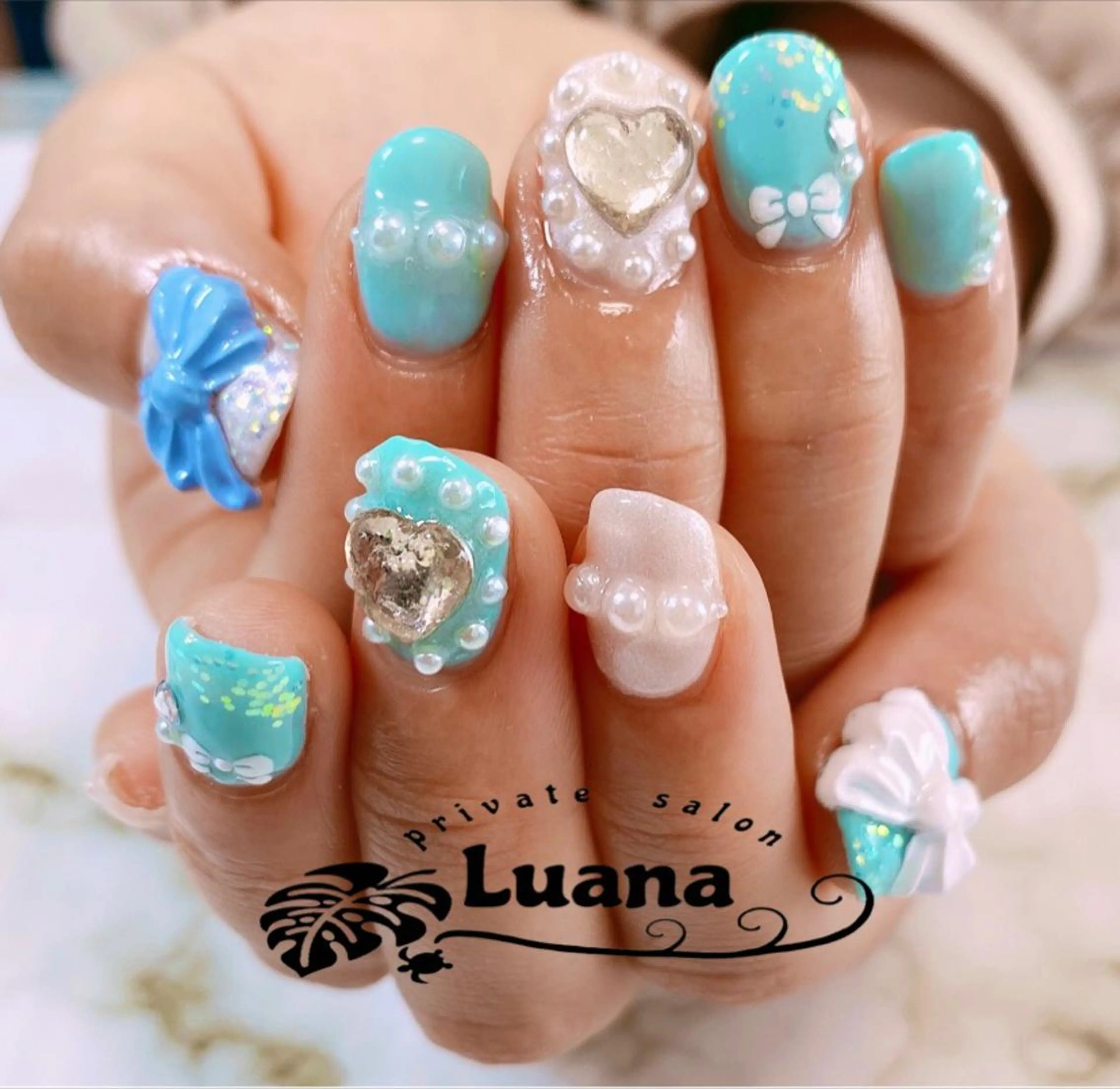 ネイル リボン 自宅ネイルサロン ルアナのネイルデザイン