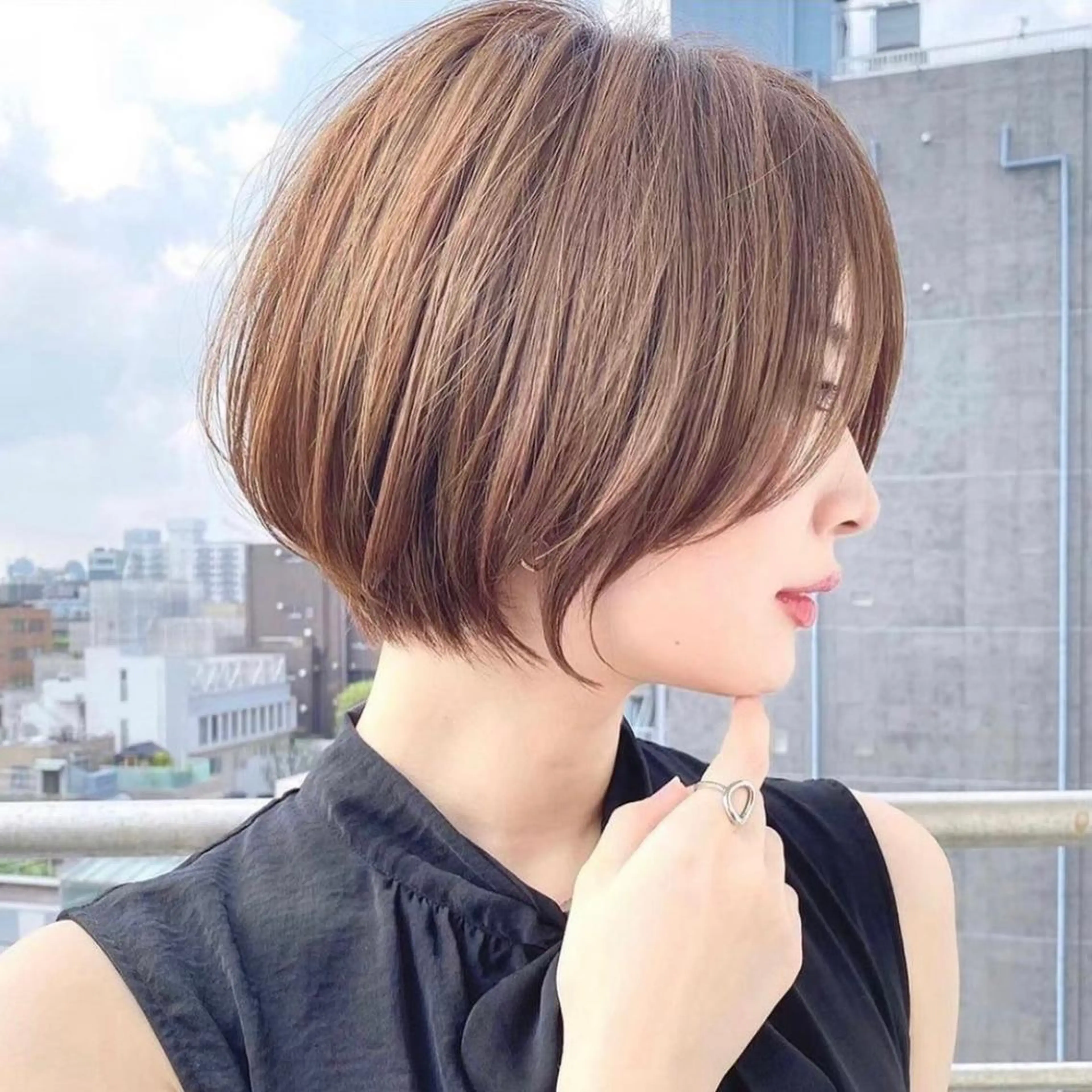 ショート カラー ハイライトカラー ハイライト 韓国風ヘア 似合わせカット トリートメント 縮毛/レイヤー 韓国/橋口のヘアスタイル