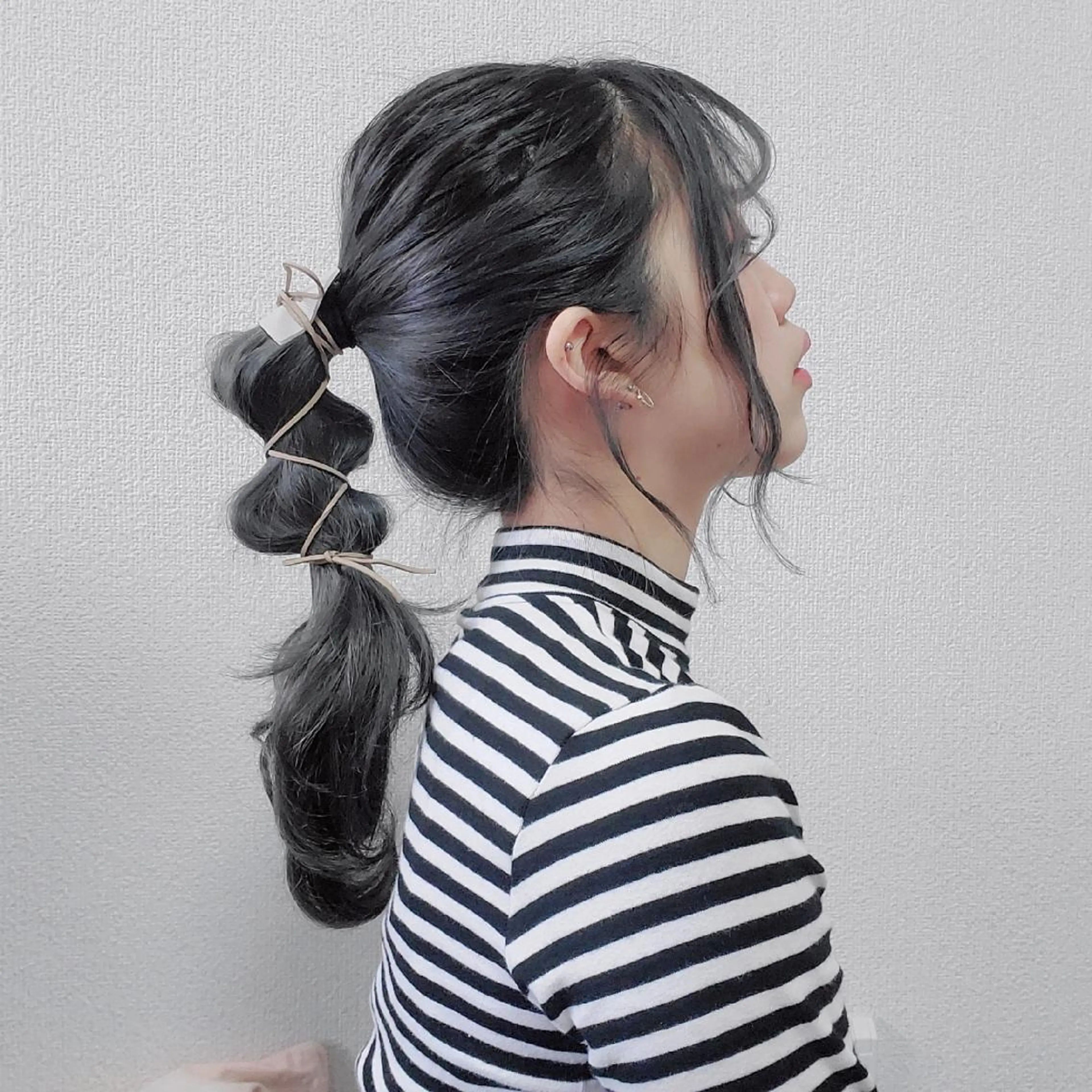 セミロング ヘアアレンジ ポニーテール パーソナルカラー 診断🍀マリンのヘアスタイル