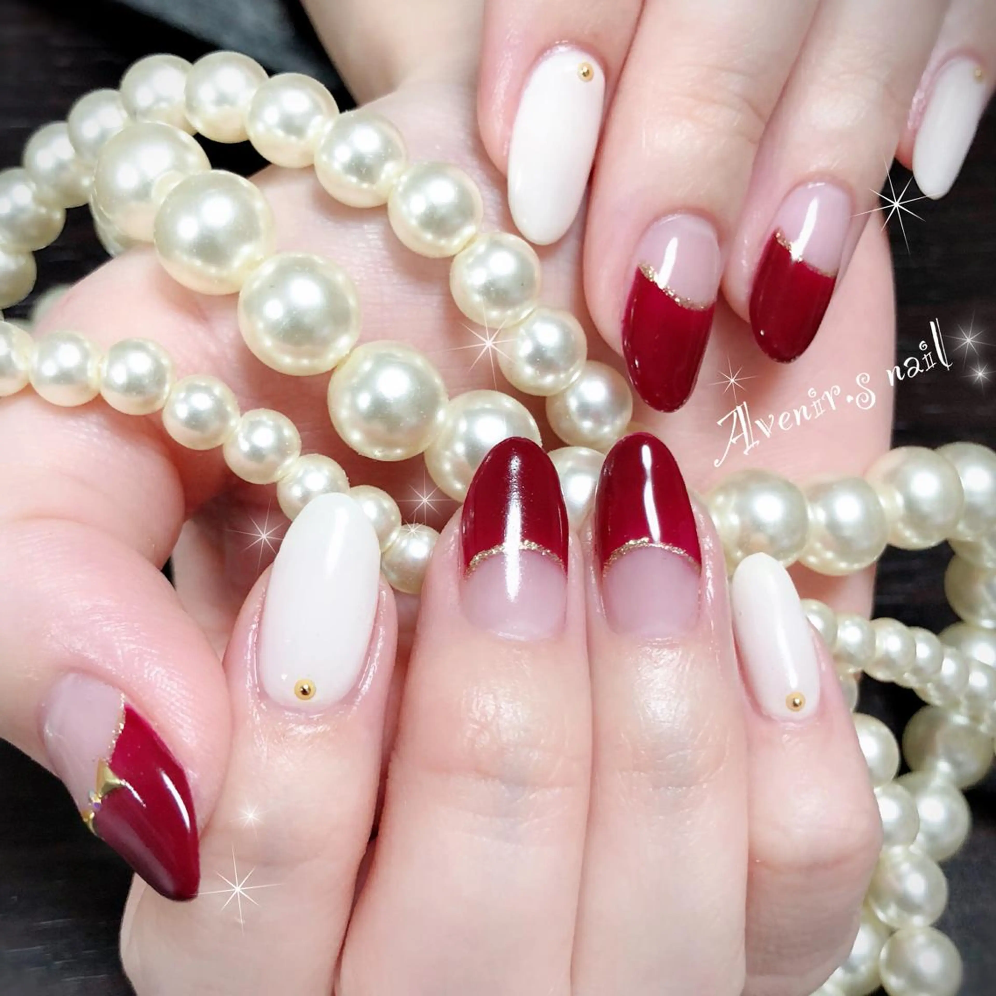 ネイル ボルドー フレンチネイル Home Salon Avenir.のネイルデザイン