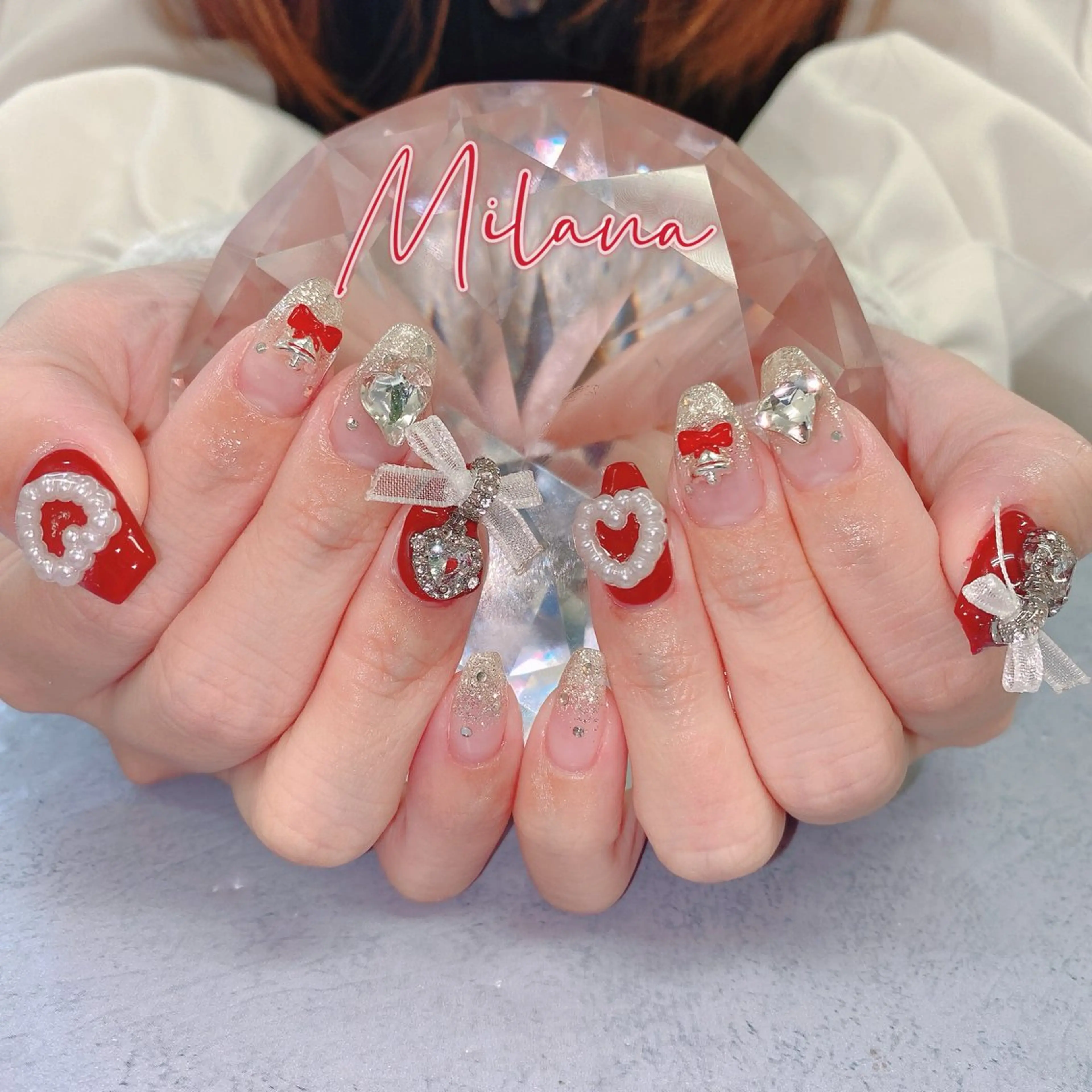 ネイル 冬ネイル クリスマス ハンドネイル Milana （研修生メニュー）のネイルデザイン