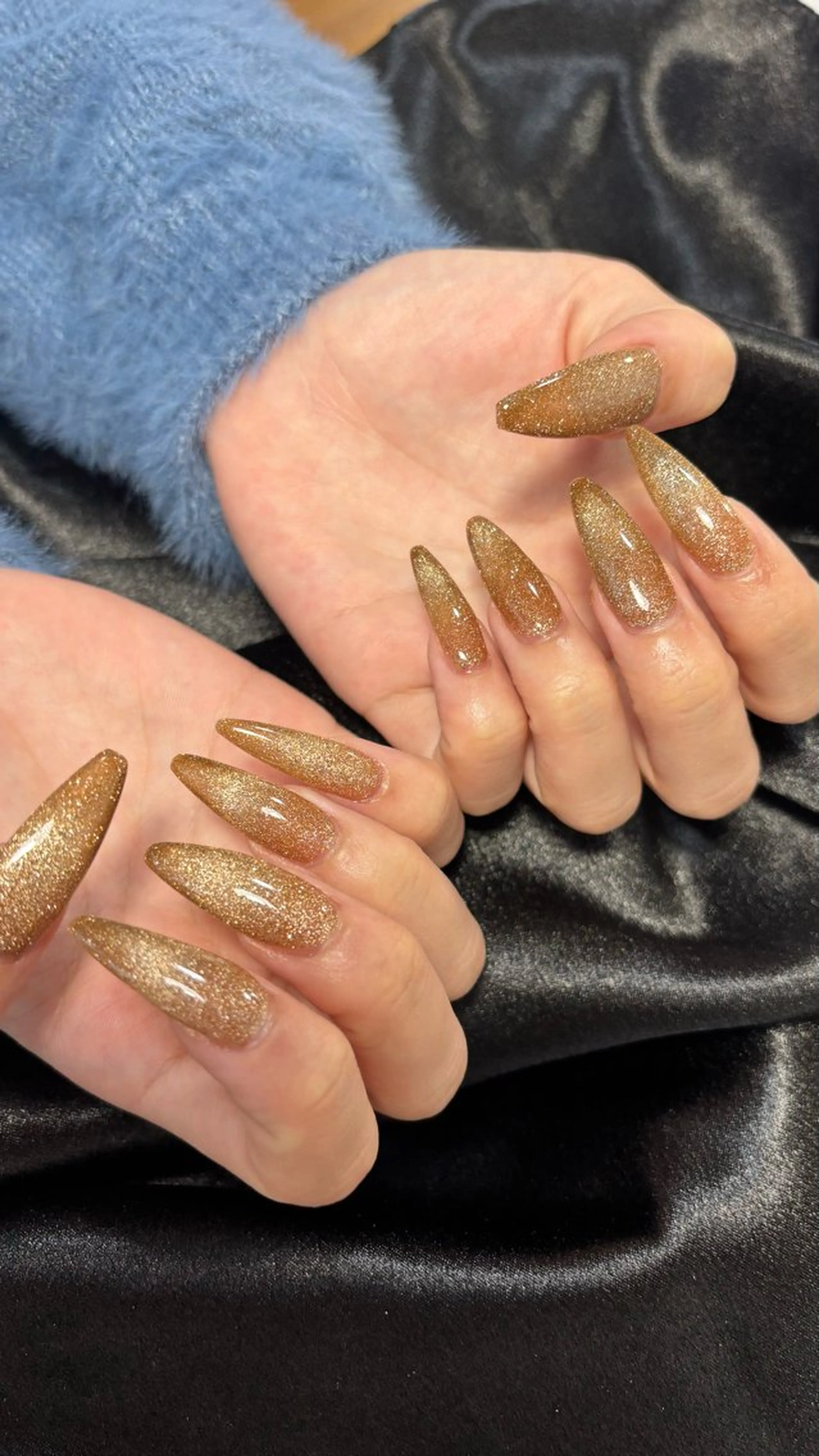 ネイル ブルー チークネイル 長さ出し フレンチネイル ハート る るのネイルデザイン