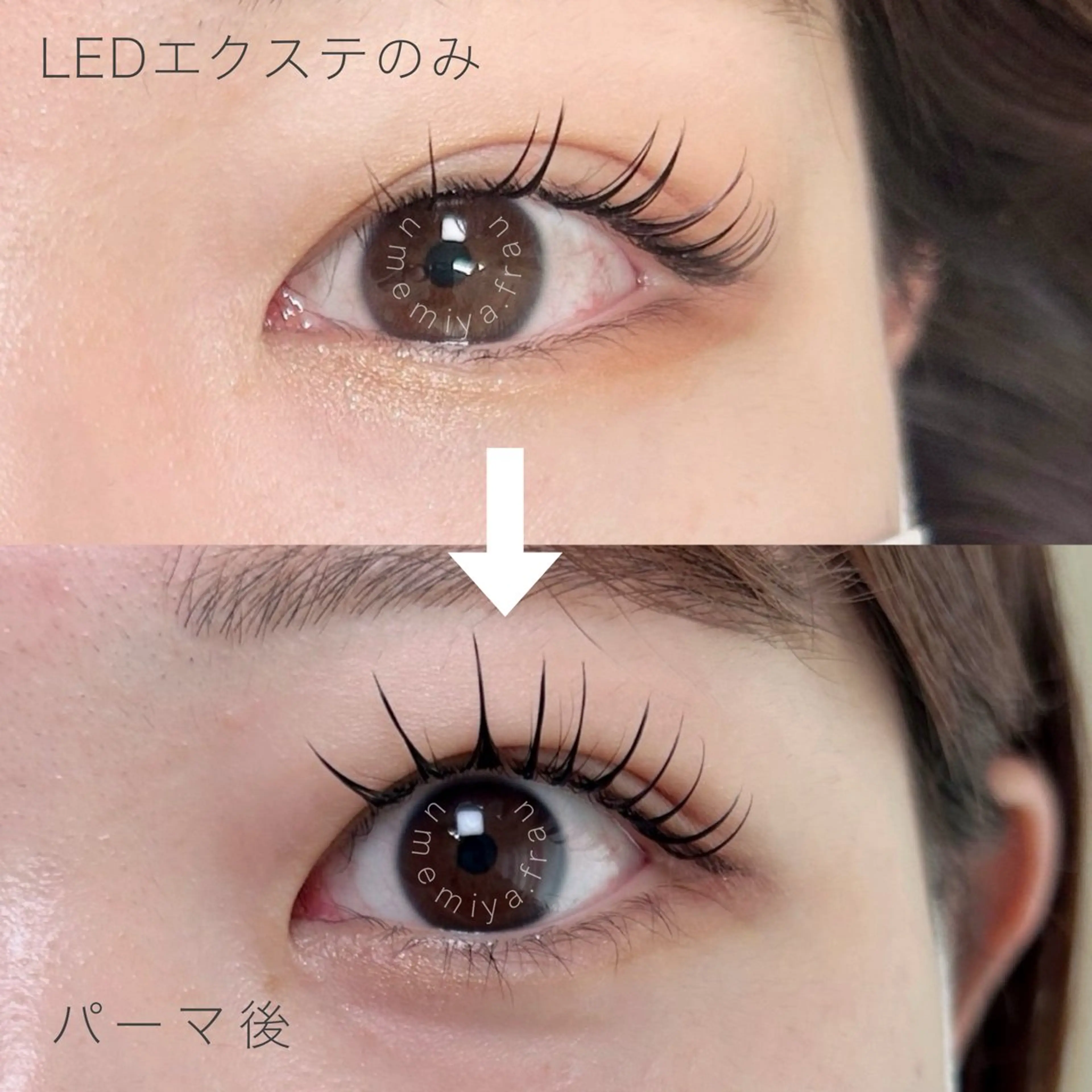 LEDエクステ100本+ラッシュリフト🌿パリエクのような仕上がり✨オフ込みの写真