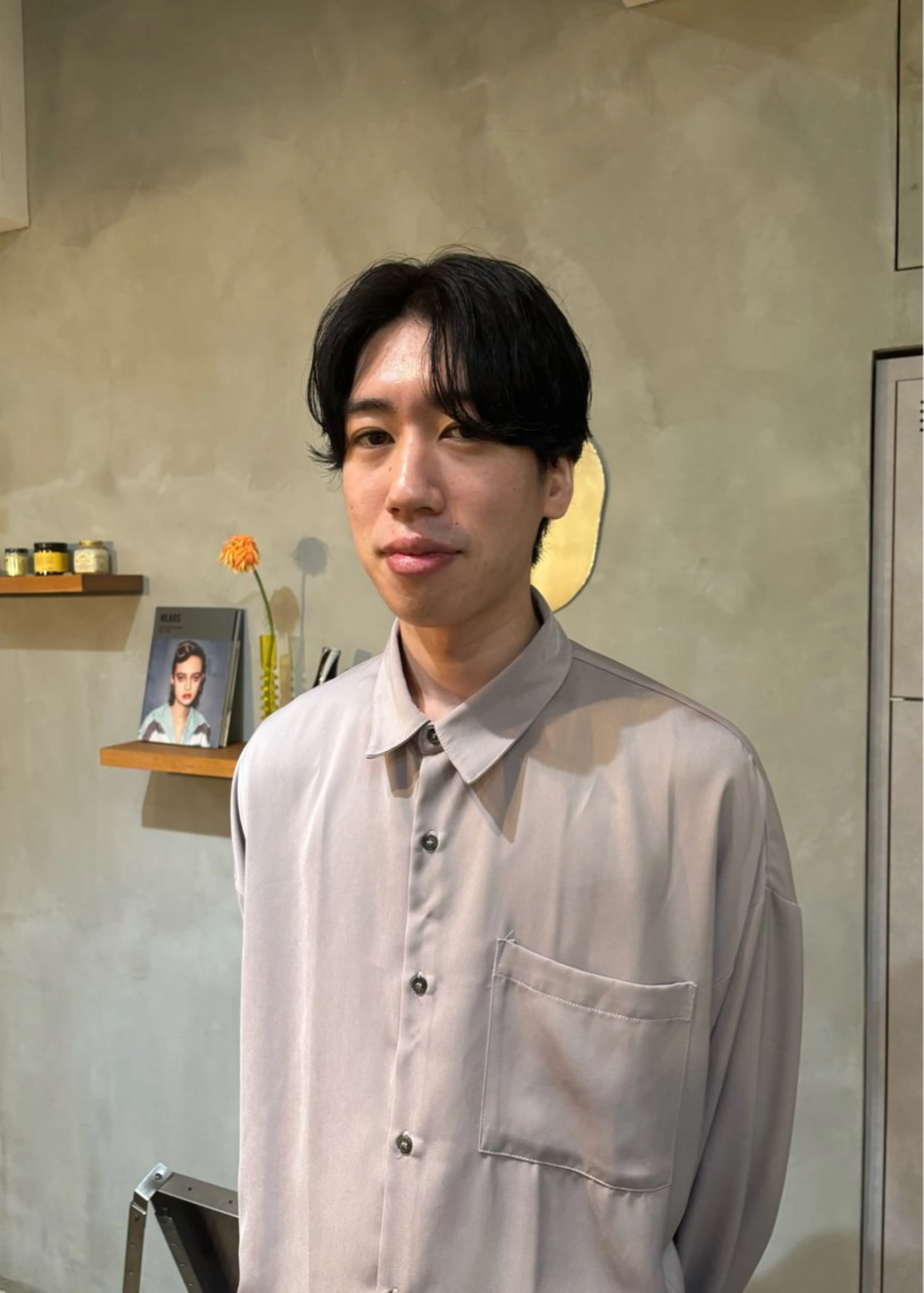 ショート メンズ センターパート カット 縮毛矯正 大人メンズショート/ ナチュラルヘア/福田のヘアスタイル