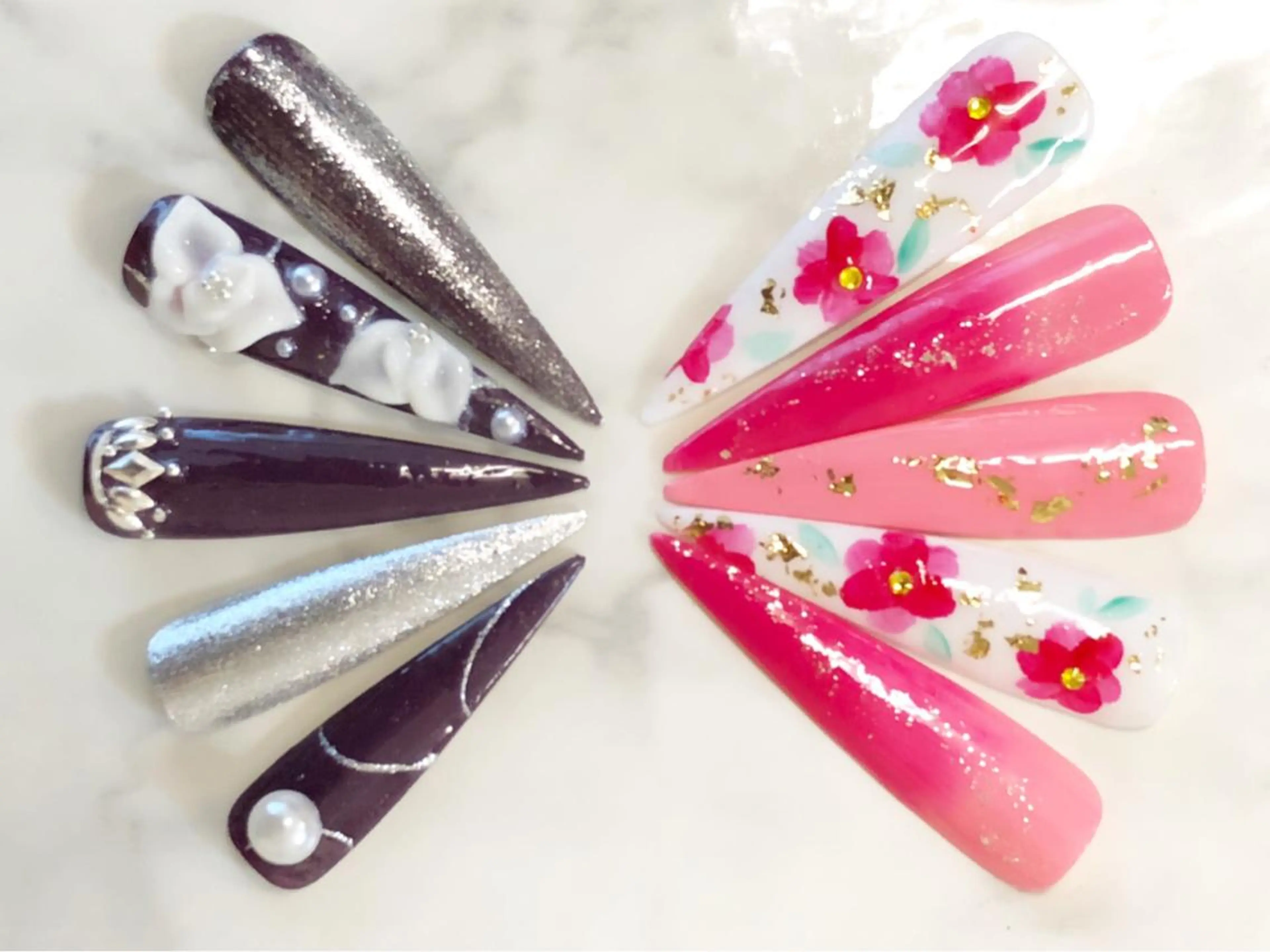 カラー ネイル アートネイル 成人式 ロングネイル スカルプネイル KIREIE NAILSのネイルデザイン