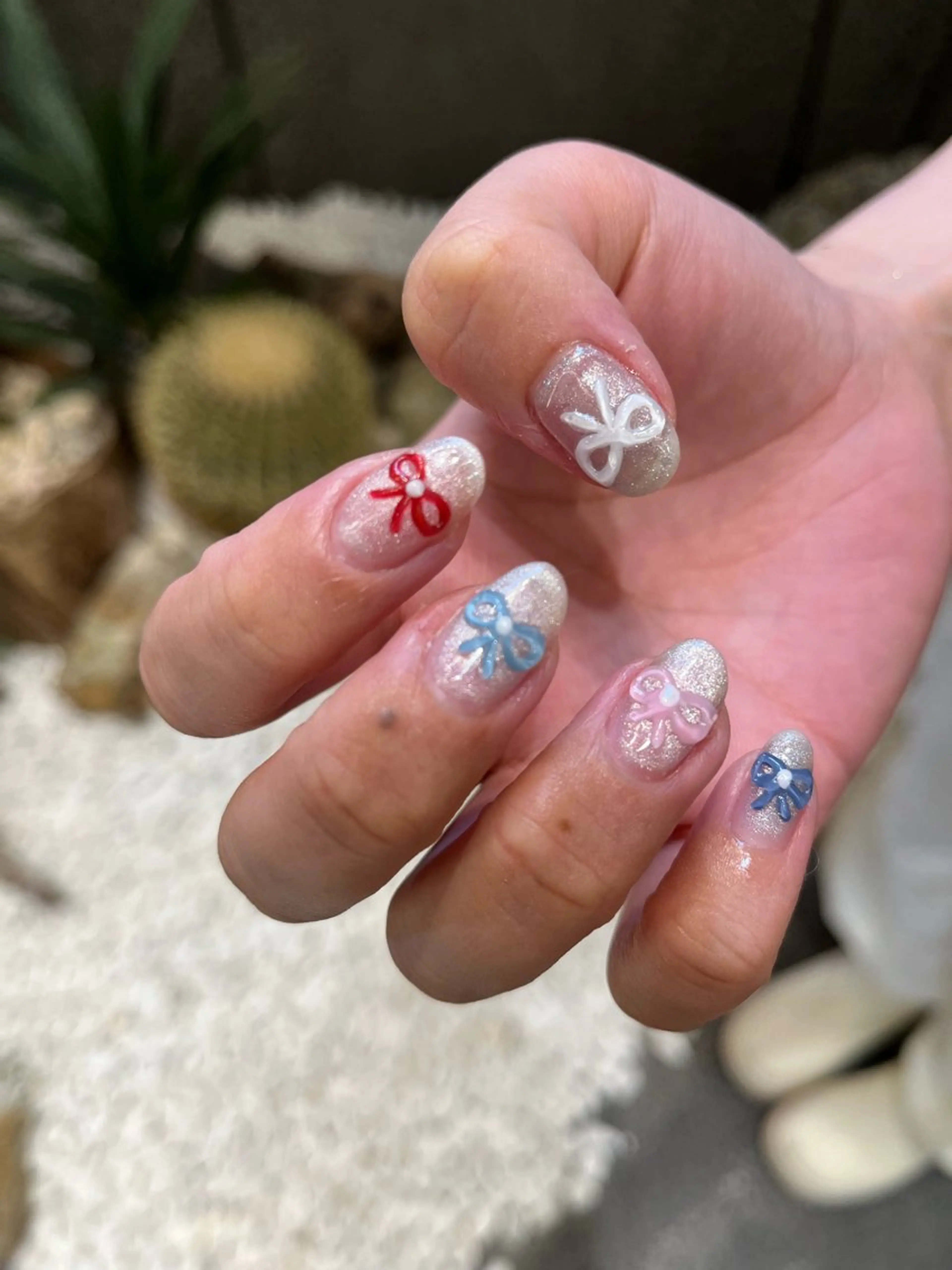 ネイル ぷっくりネイル リボン ハンドネイル ∴Sanae. ∴ トータルビューティーのマツエク・マツパデザイン