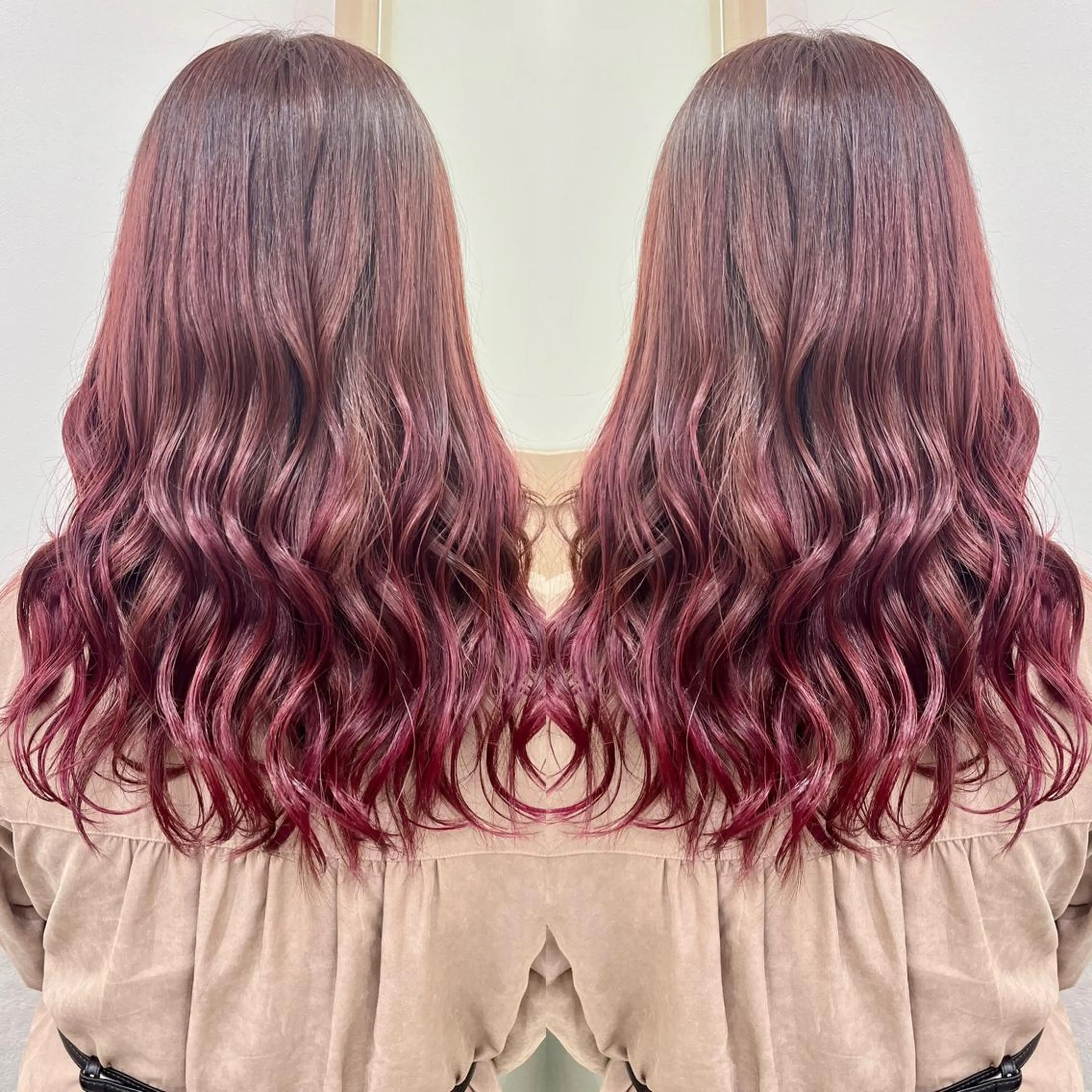 ロング カラー ピンクカラー トリートメント カット ヘアカラー トリートメント 天野 涼のヘアスタイル