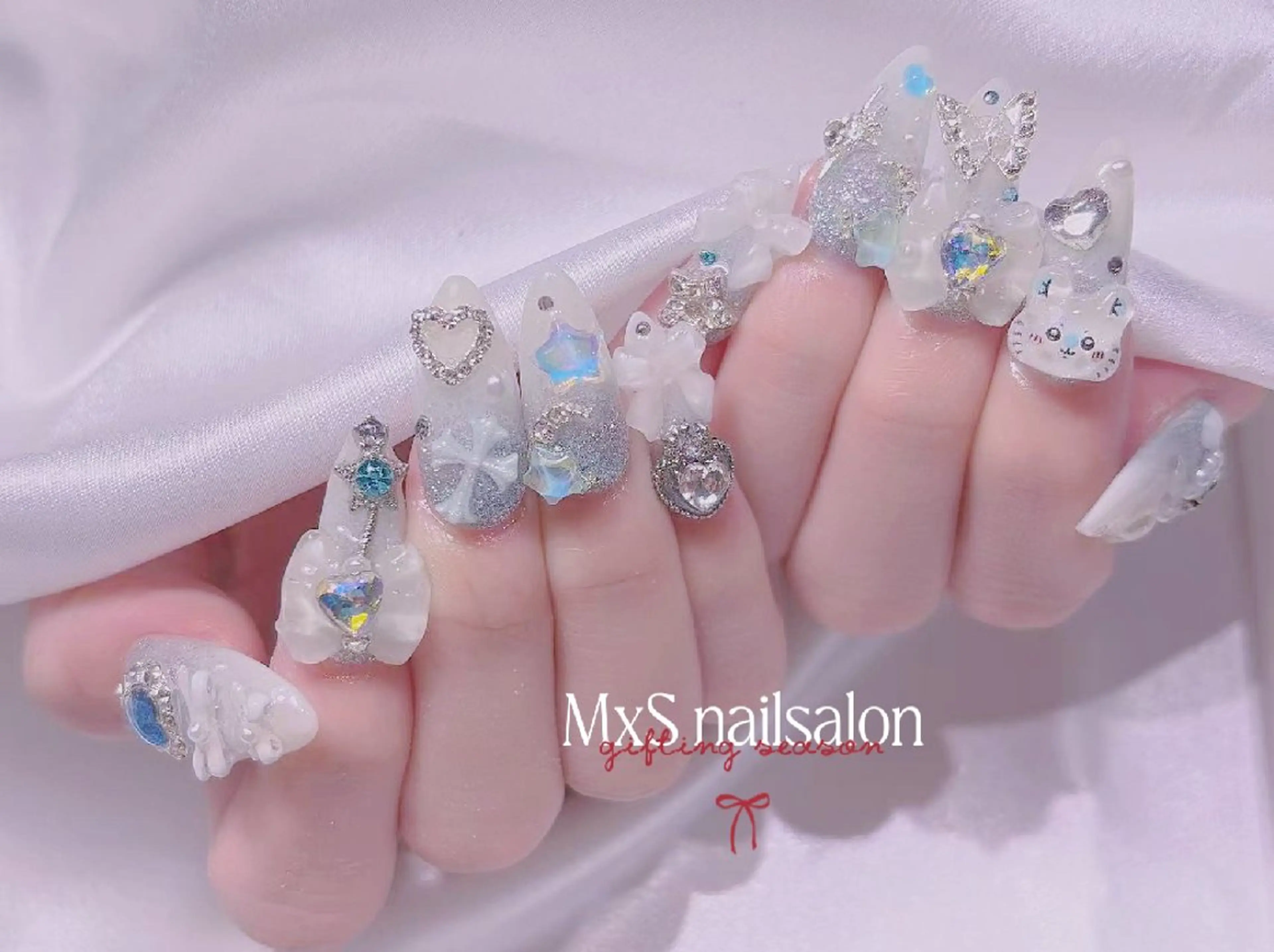 ネイル ジェルネイル 韓国ネイル マグネットネイル パラジェル バレンタイン ハンドネイル M×S Nail みなのネイルデザイン
