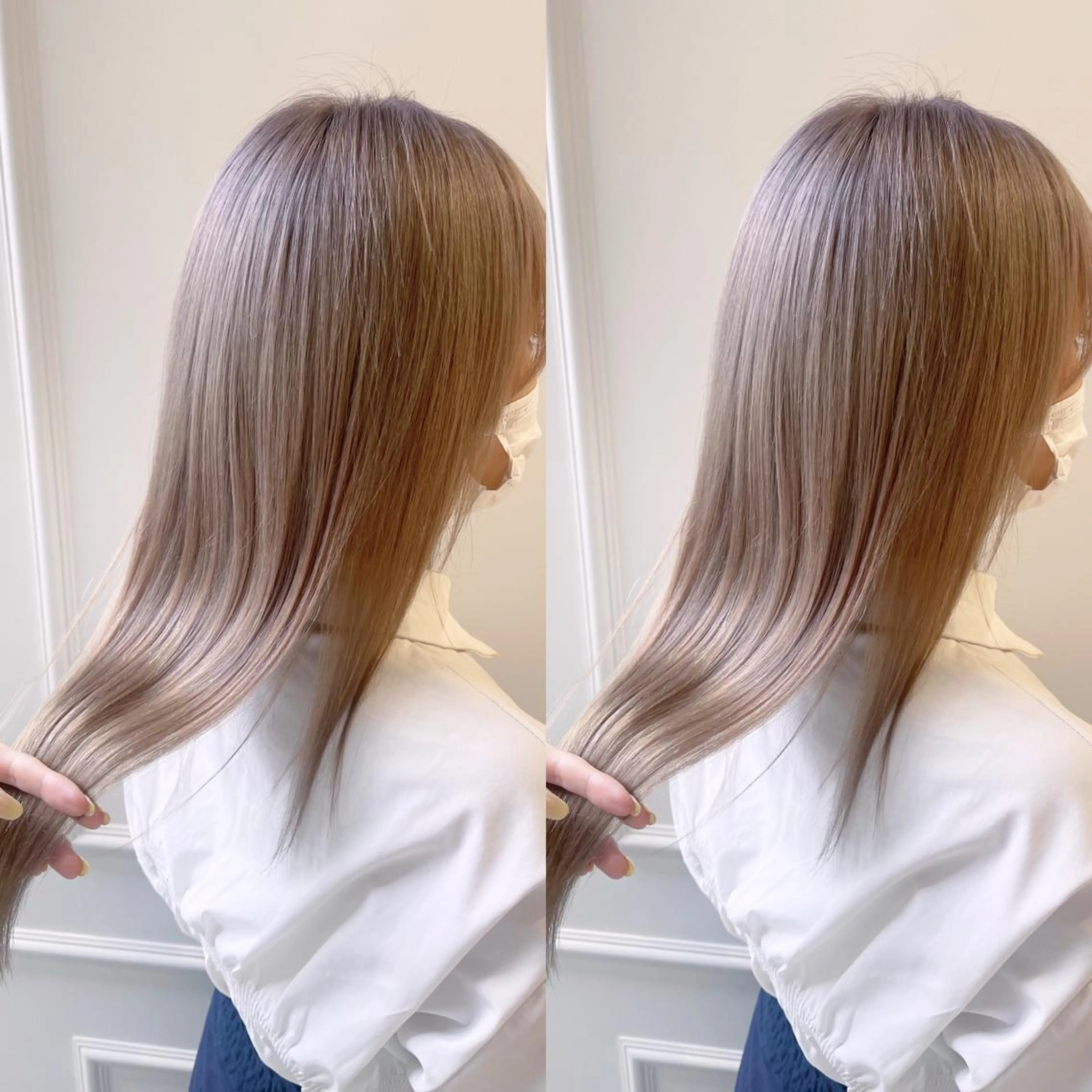 ロング カラー カット ヘアカラー 韓国レイヤーカット/ ダブルカラーのヘアスタイル