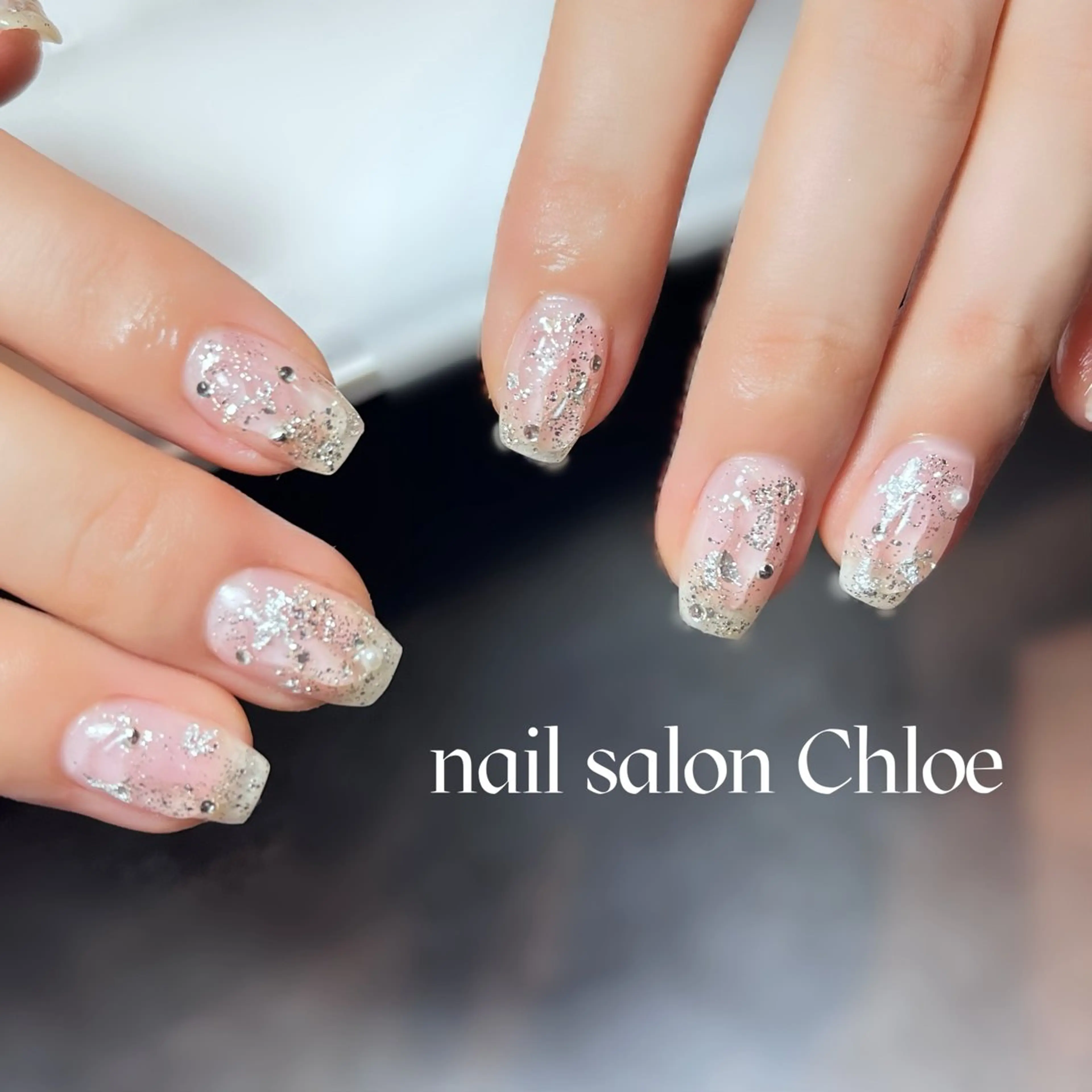 ネイル クリアネイル ラメ(グリッター) 鈴木 利奈のネイルデザイン