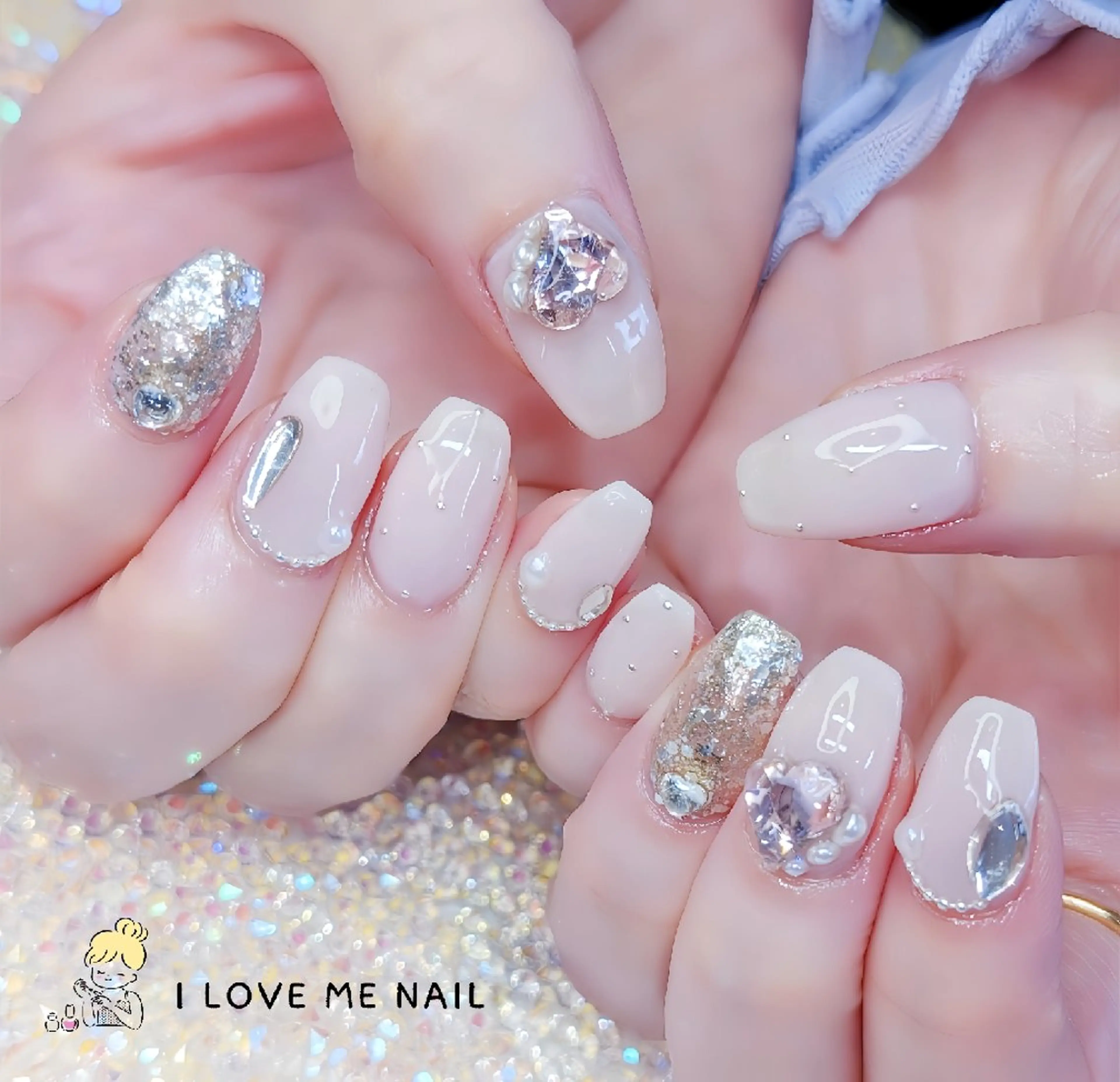 ネイル 長さ出し ジェルネイル ハート 韓国ネイル マグネットネイル ハンドネイル I LOVE ME NAIL.｡.:*♡のネイルデザイン