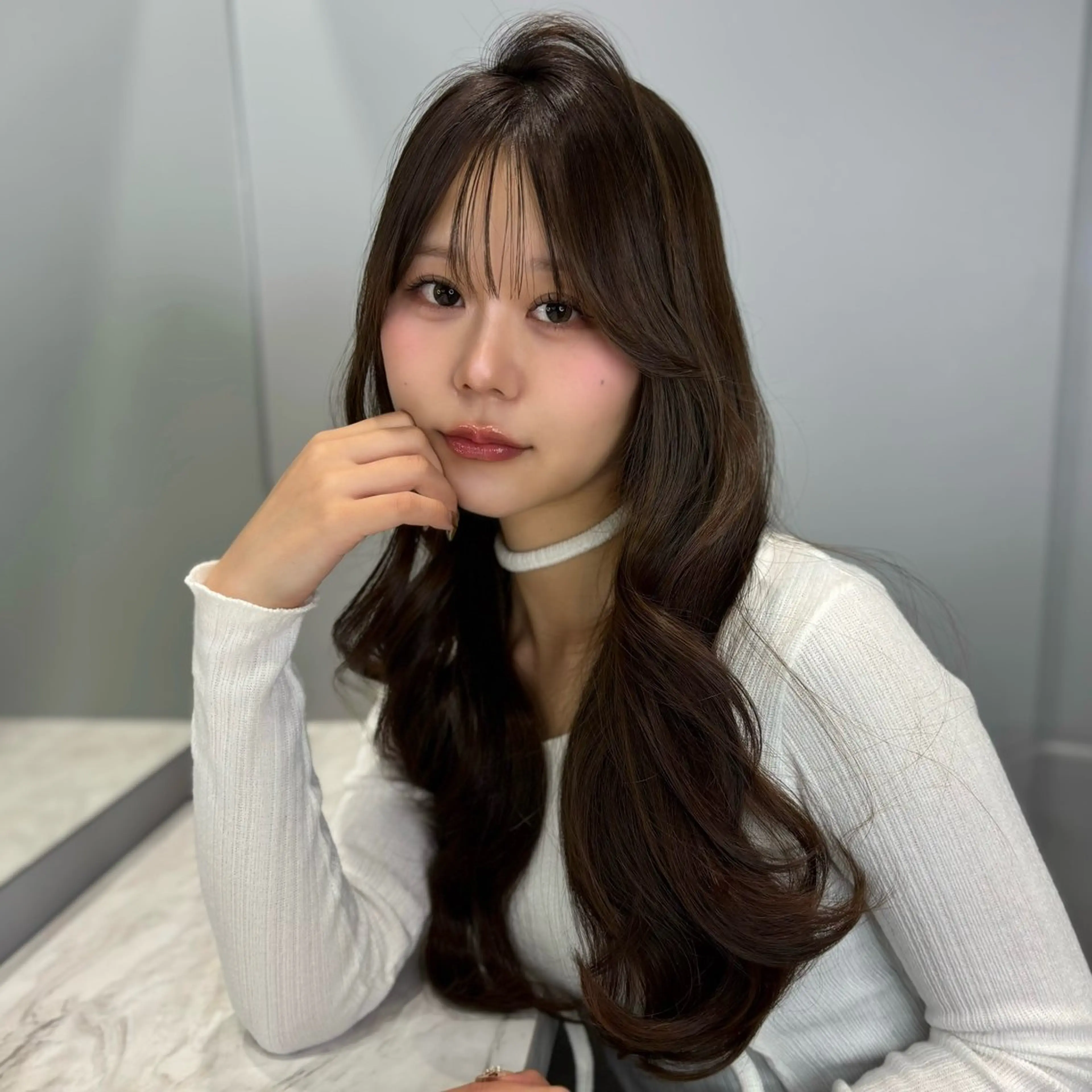 ロング カラー 前髪カット/韓国/ モモカ🎀のヘアスタイル