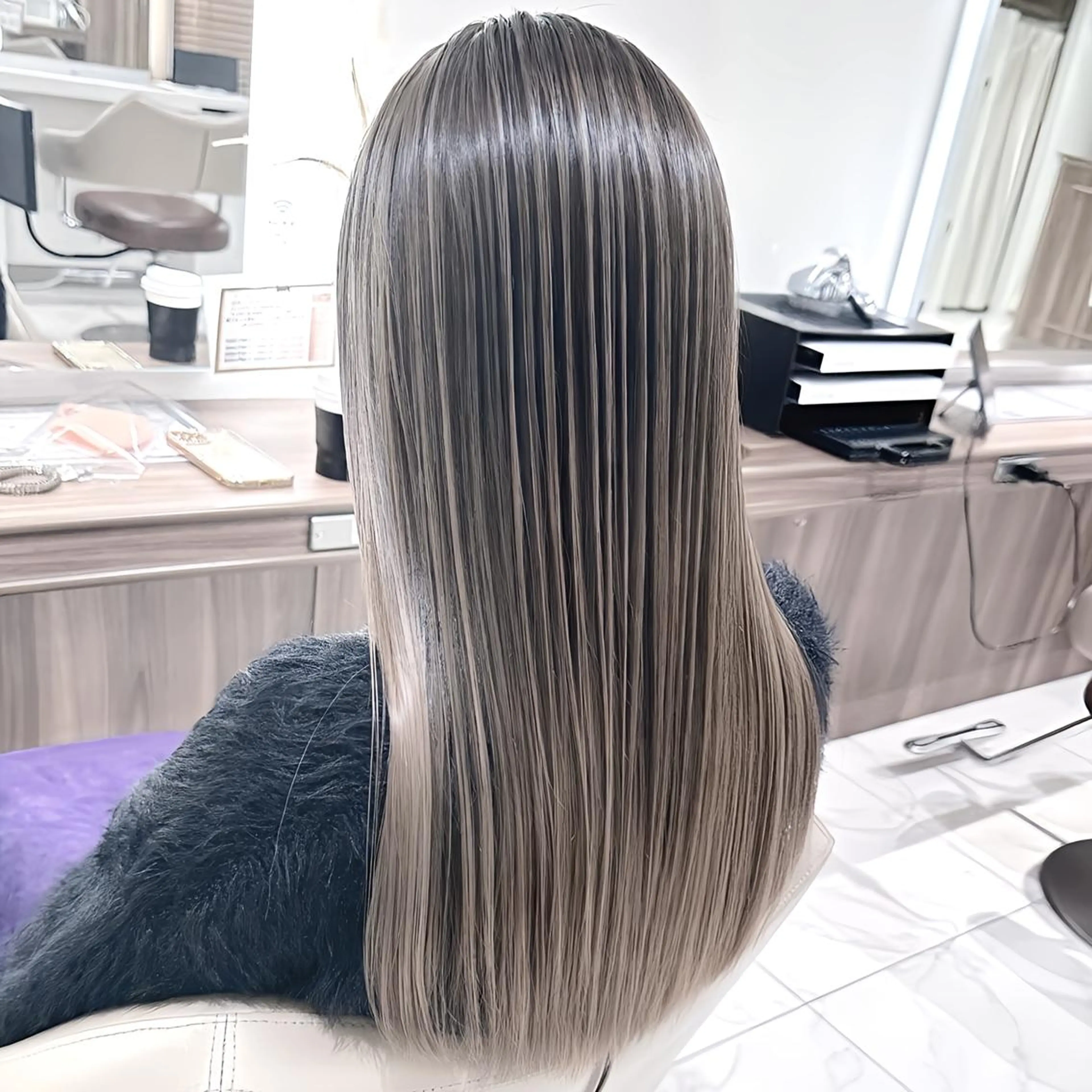 カラー ロング 髪質改善 ヘアカラー トリートメント ＡＳＨ大宮/ブリーチ 髪質改善/カラーのヘアスタイル