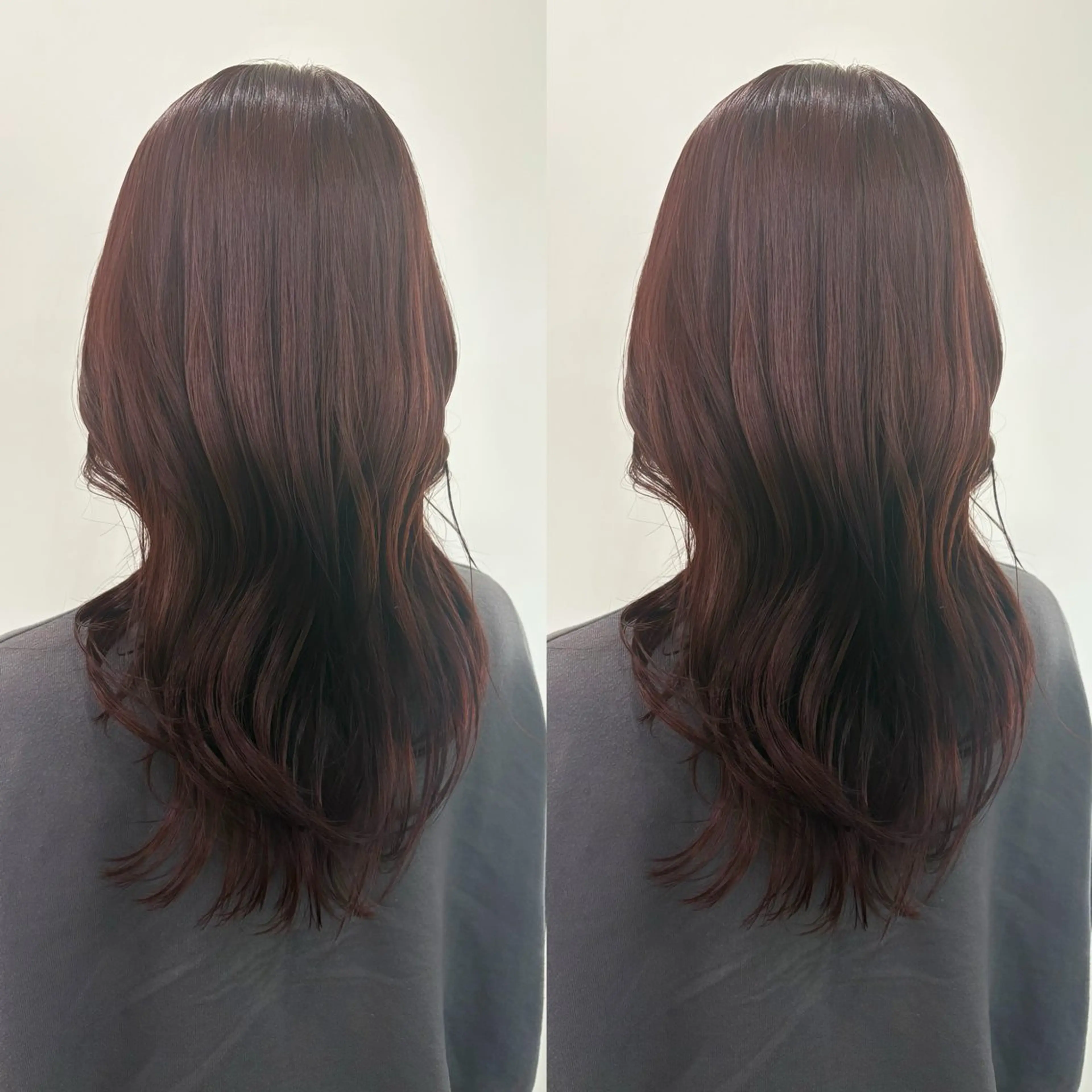 セミロング カラー ブラウンカラー カット 韓国風骨格カット 艶カラー🩶髙林夏美のヘアスタイル