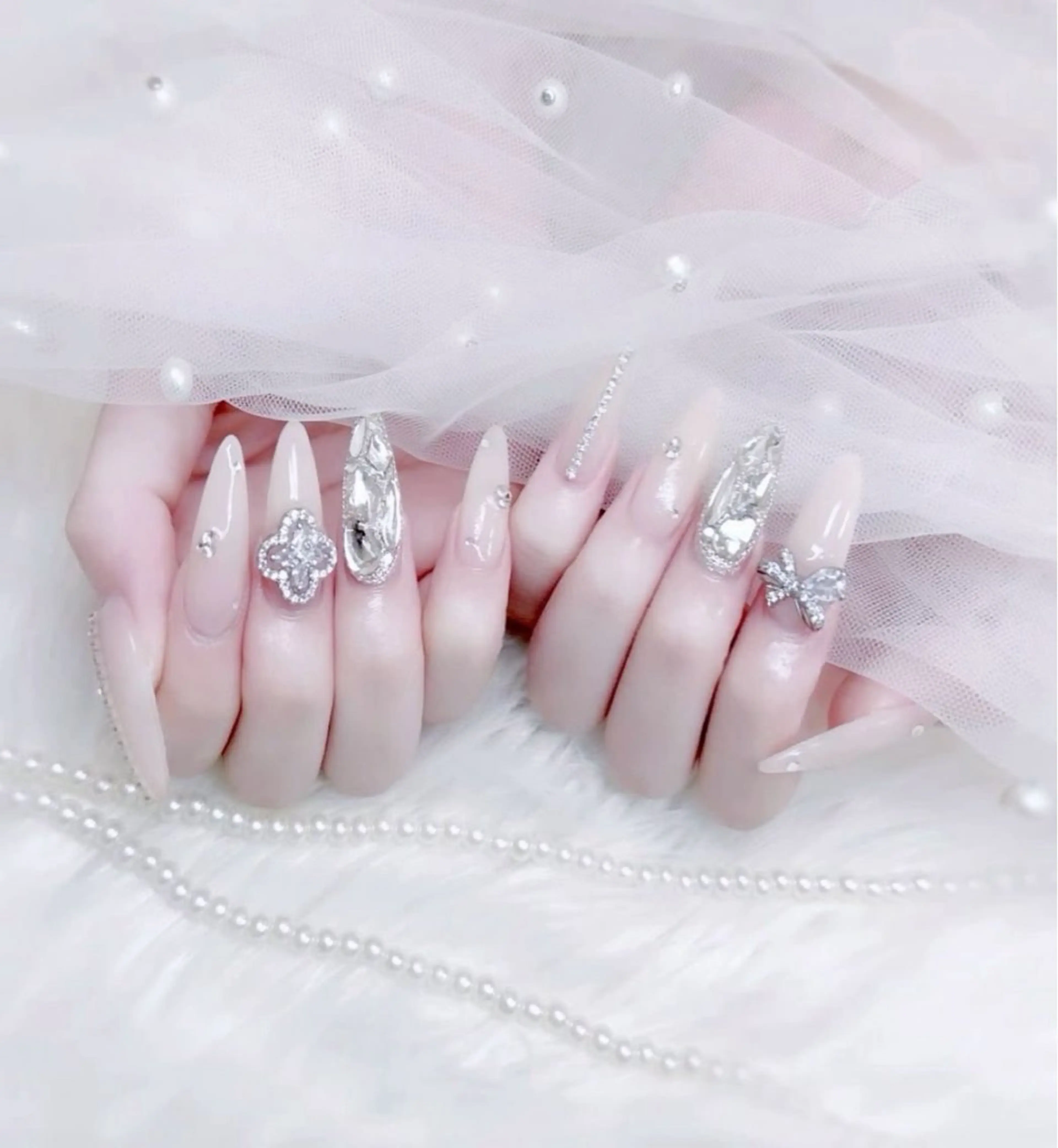 ネイル ドット フレンチネイル グラデーション マグネットネイル ピンク ハンドネイル YURI NAILのネイルデザイン