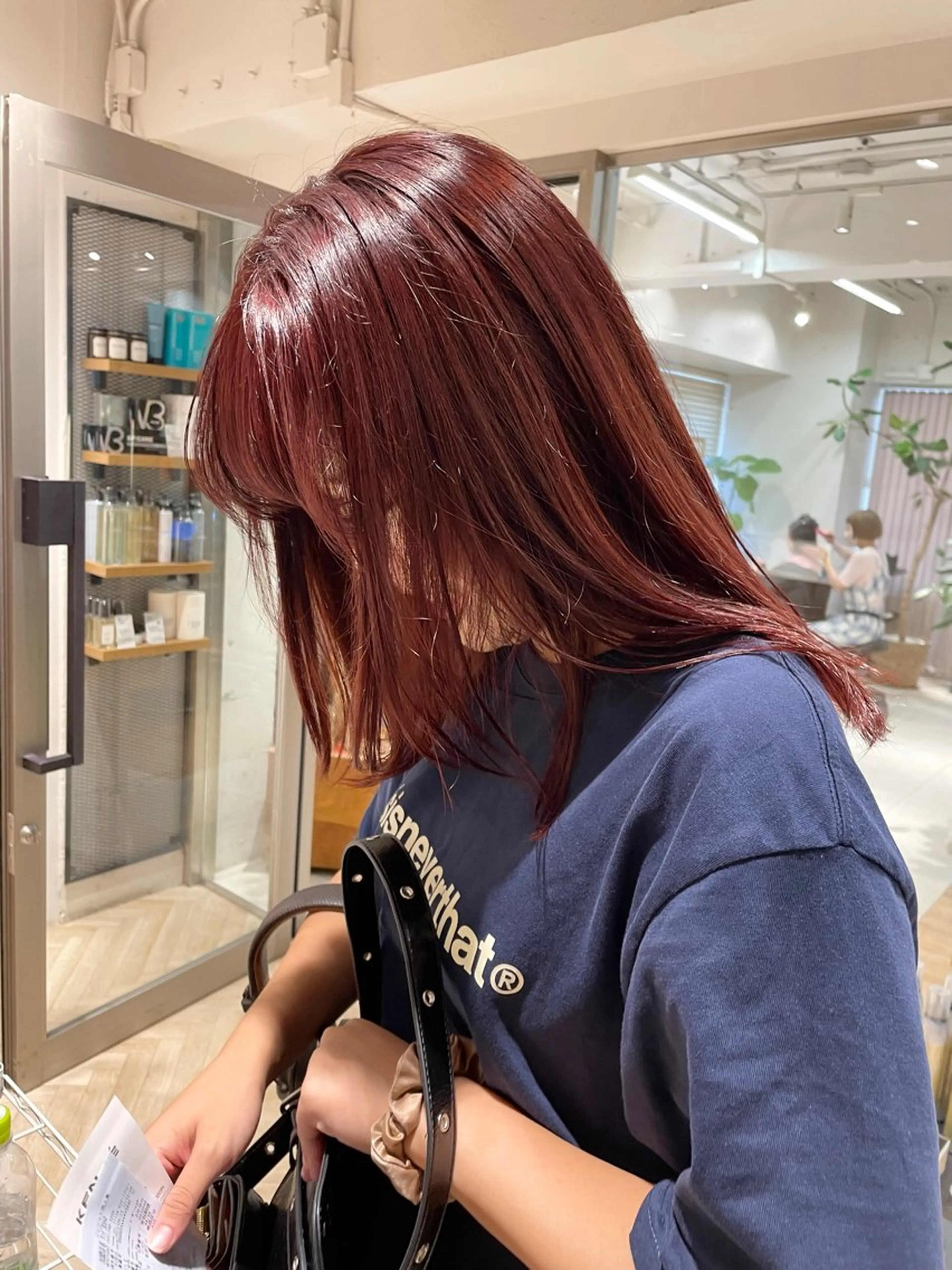 ミディアム カラー ヘアアレンジ ブリーチ ブリーチなしカラー レッドカラー iena渋谷 /ゆーこのマツエク・マツパデザイン