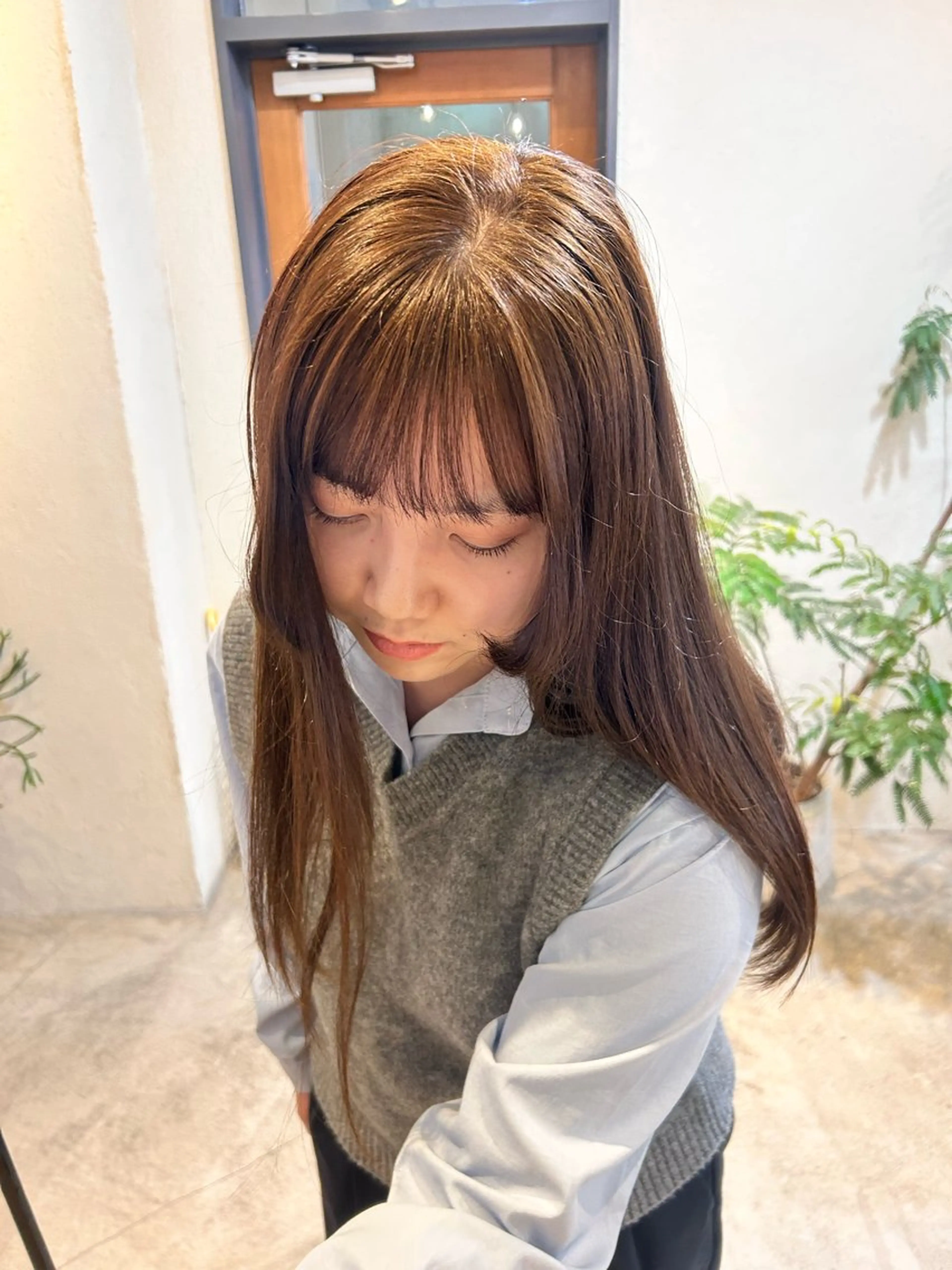 ロング カラー ブリーチ ブリーチなしカラー 谷口 笑菜のヘアスタイル