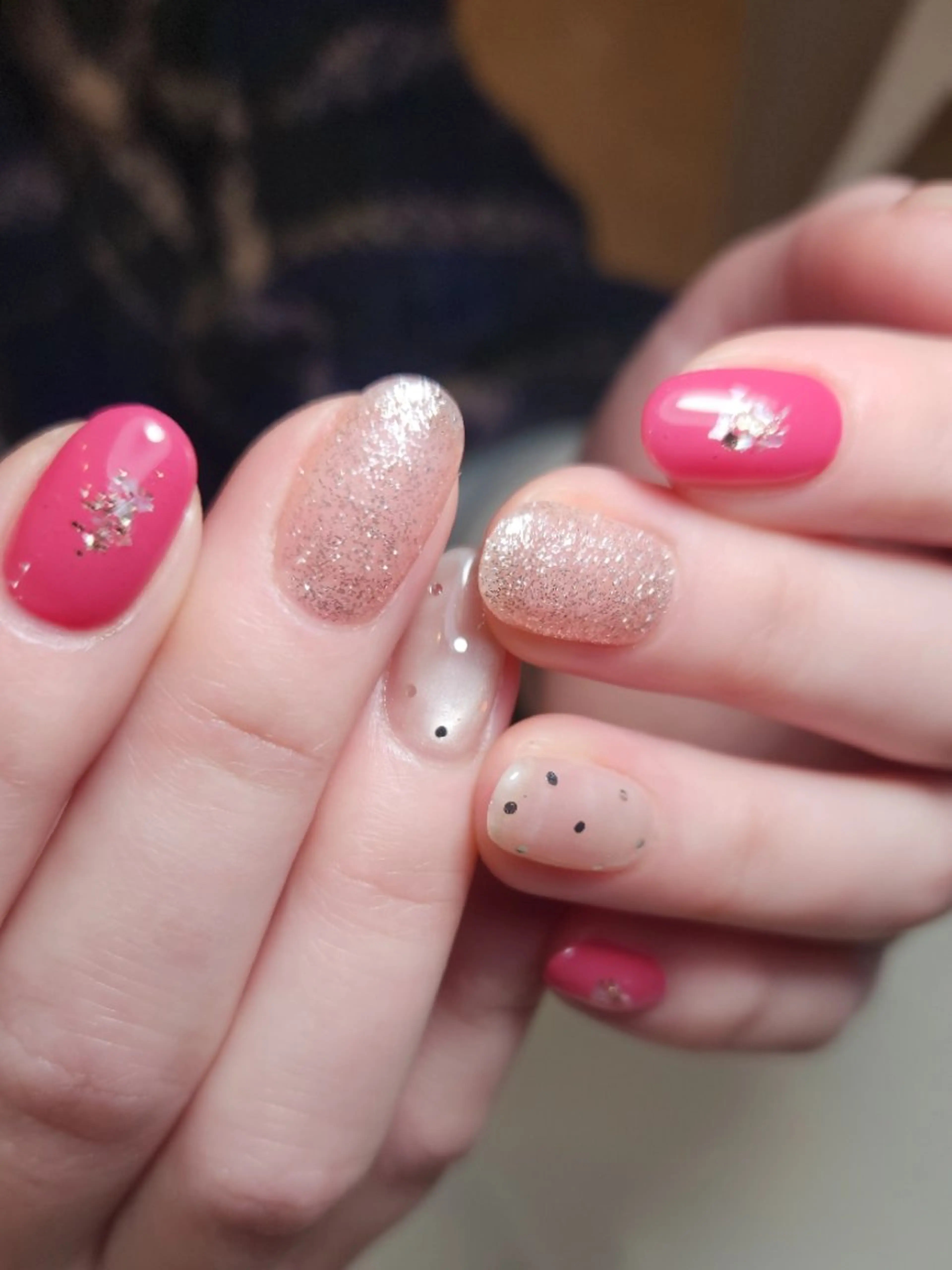 ネイル ドット ピンク ハンドネイル Non.中目黒nail所属・NailSalon N.中目黒のネイルデザイン