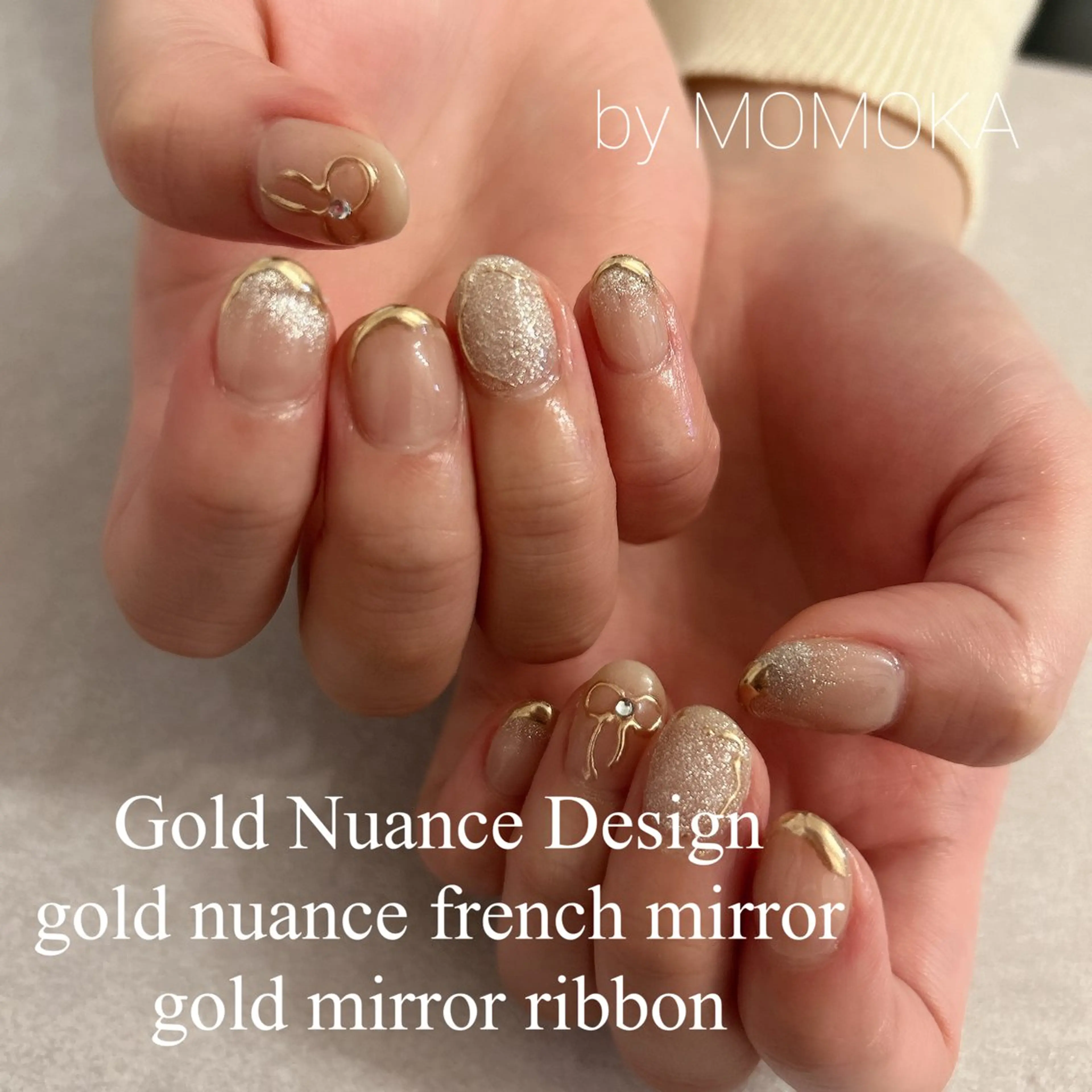 ネイル リボン ハンドネイル momoka_nails所属・Momo nailsalonのネイルデザイン