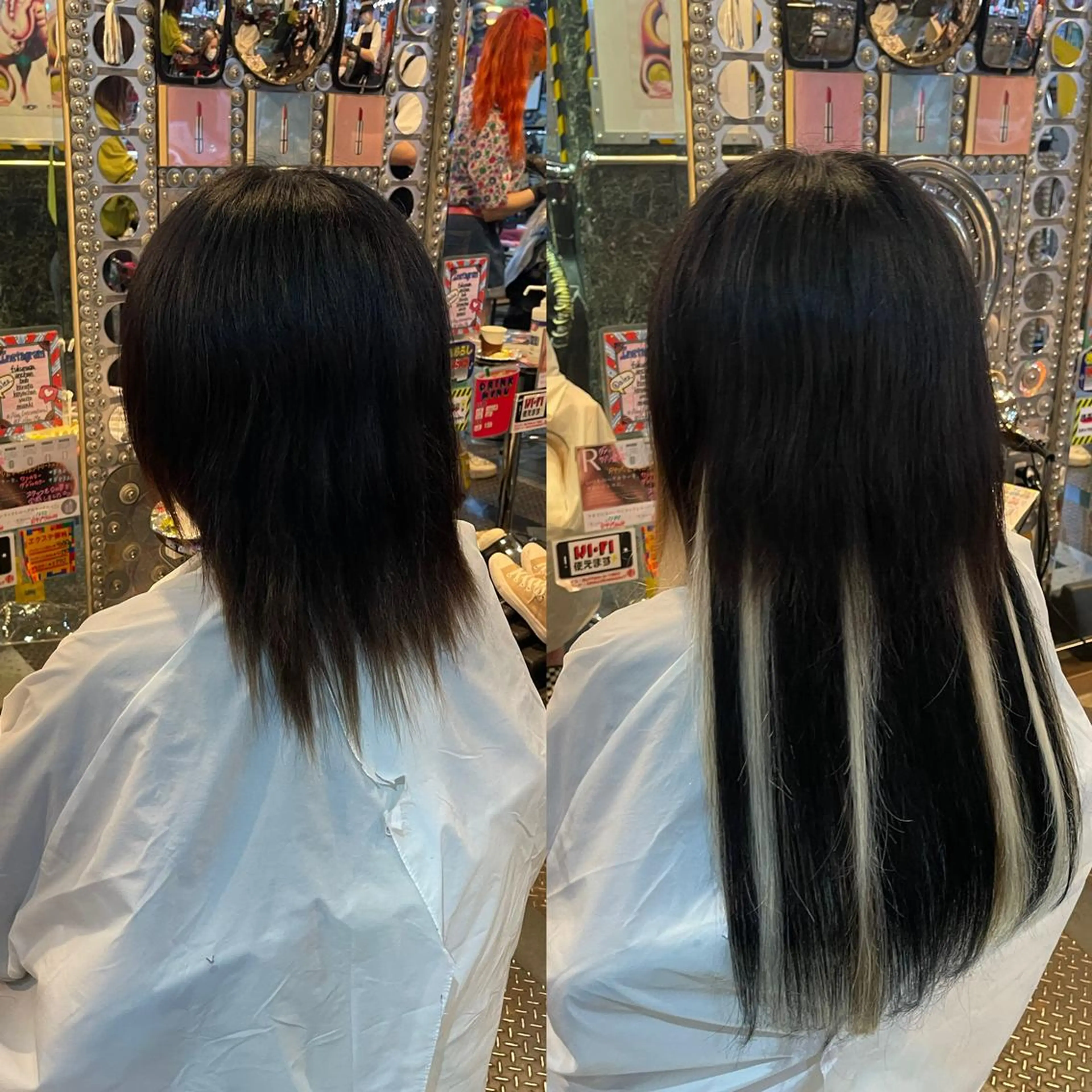 ミディアム カラー ヘアアレンジ 編み込みエクステ ハイライトカラー ハイトーンカラー エクステ ハイライト 🌈派手髪エクステ ブレイズ🌈ひろとのヘアスタイル