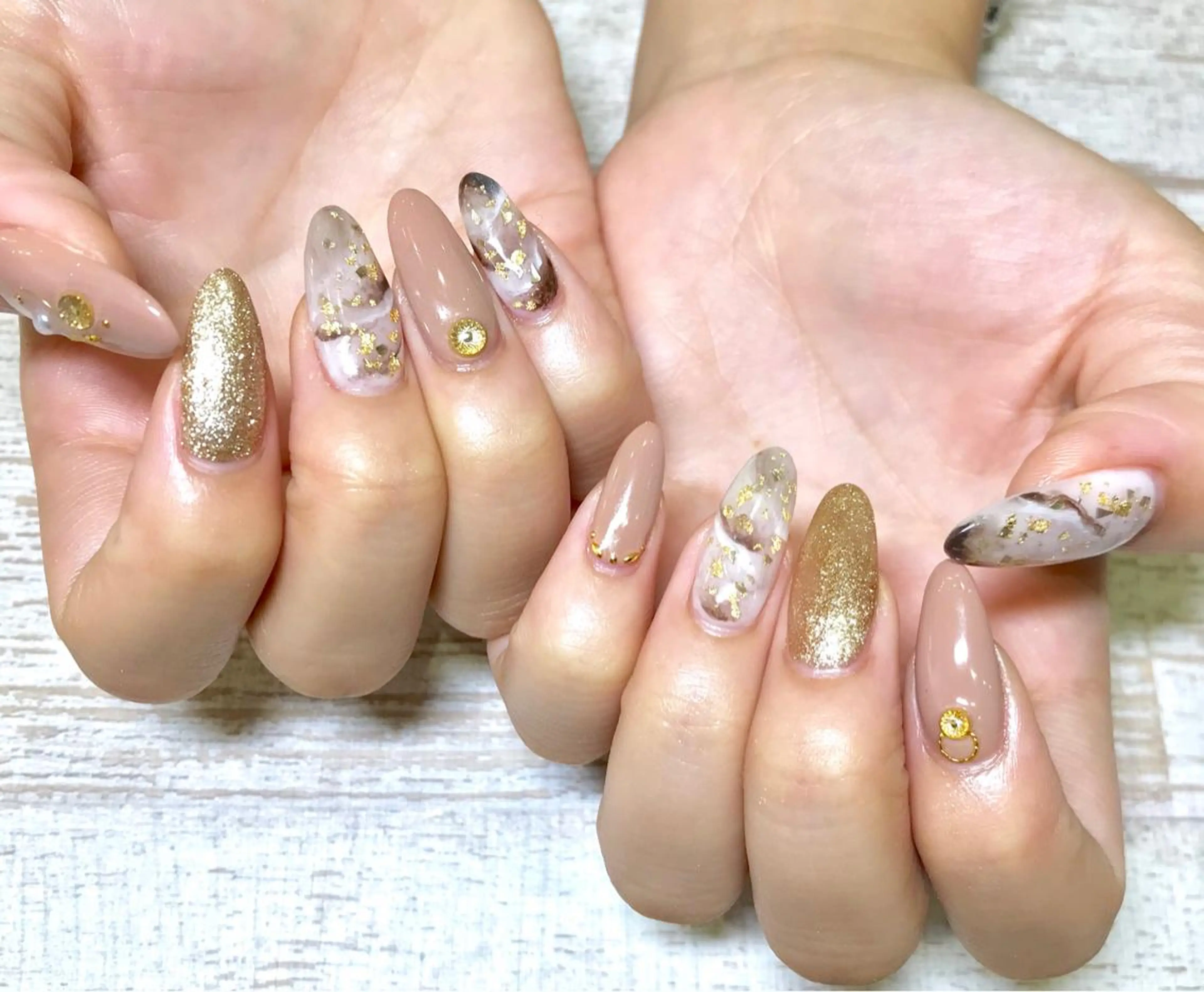 ネイル 大理石ネイル(マーブル) ハンドネイル Lino+ ネイル&よもぎ蒸しのネイルデザイン