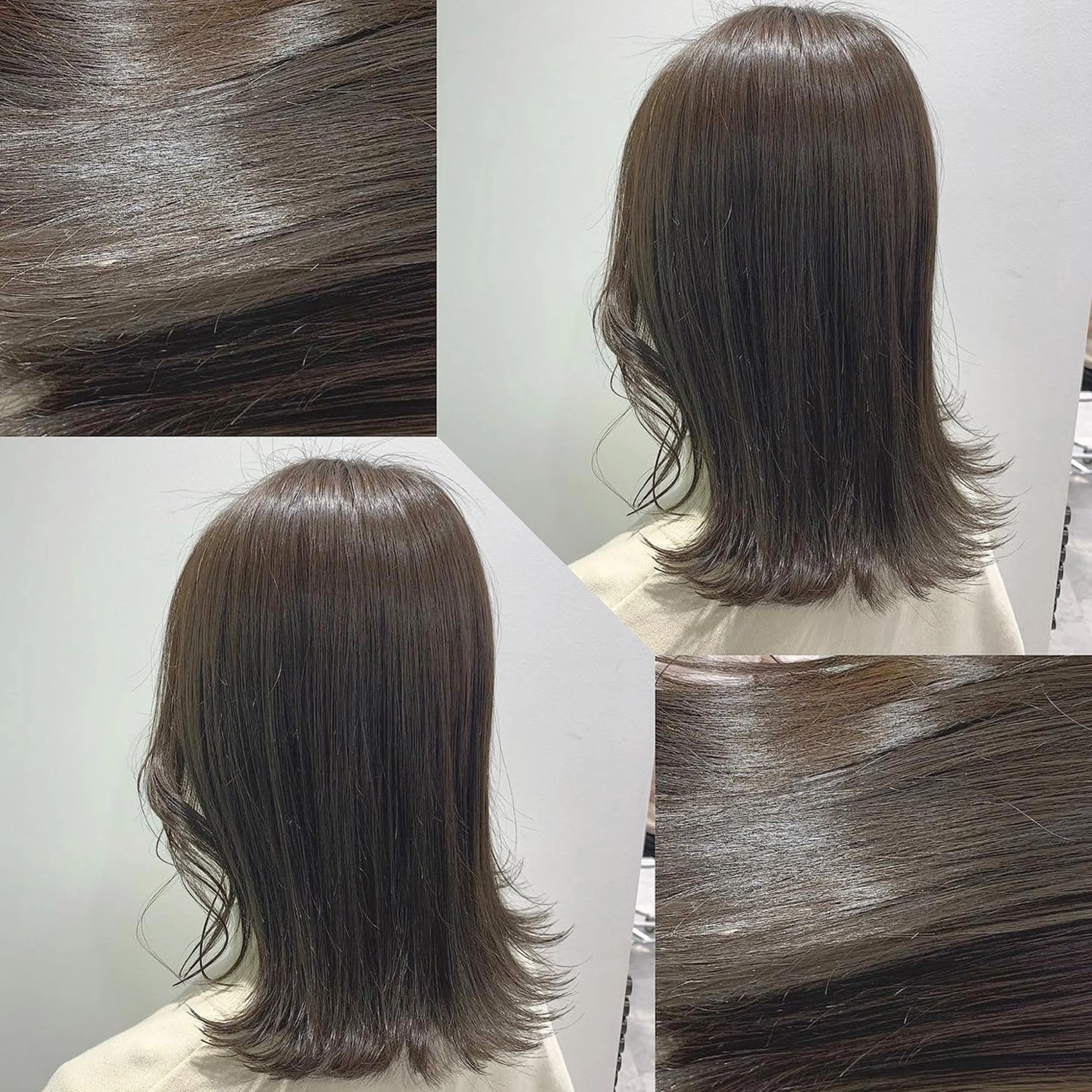 セミロング ヘアアレンジ ヘアカラー トリートメント ヘッドスパ ヘアセット 韓国風ベージュ🤎 赤みなし🌿横浜🤎のヘアスタイル