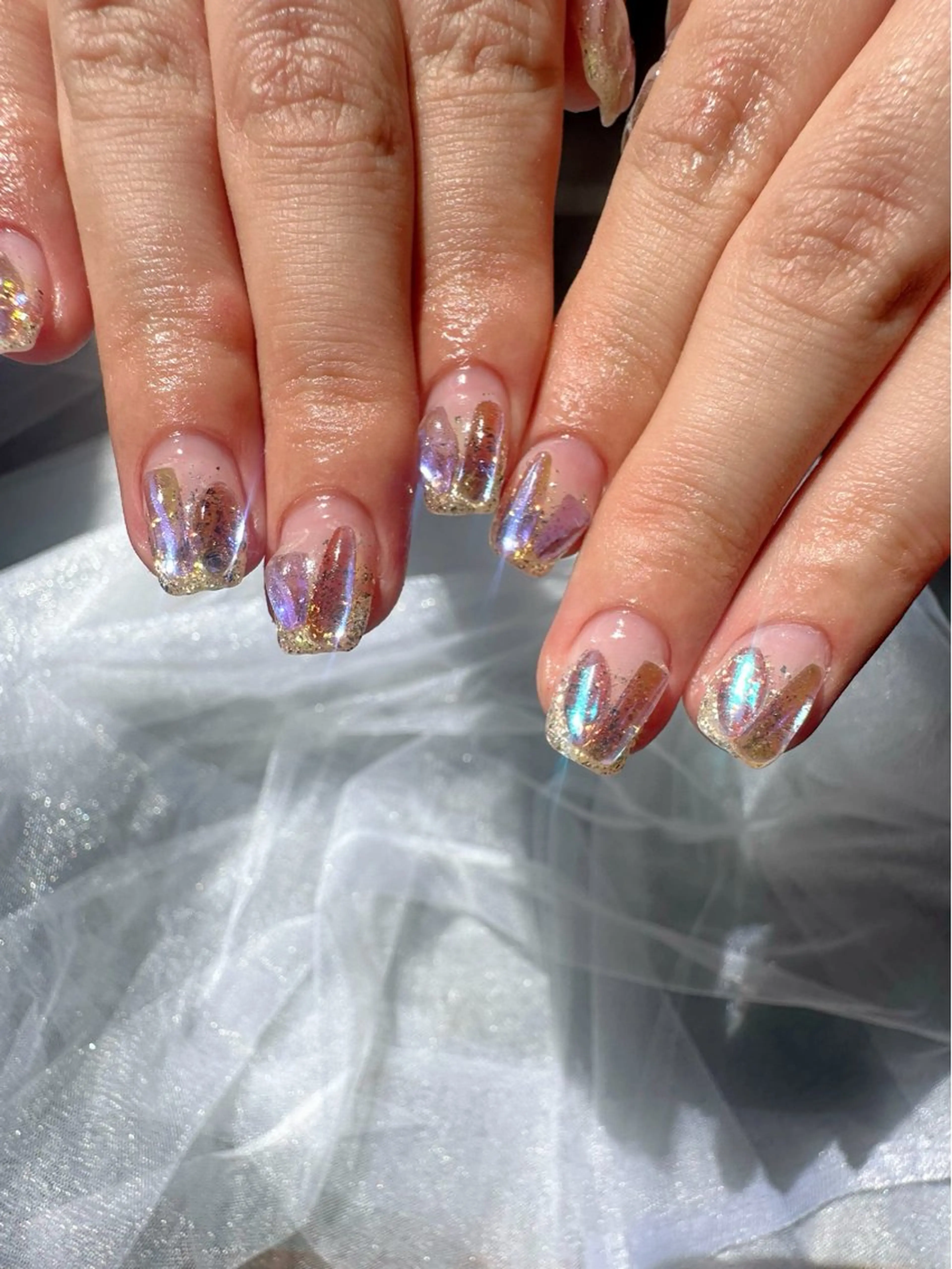 ネイル アートネイル クリアネイル 氷ネイル・うるうるネイル 韓国ネイル ラメ(グリッター) 🪞KAPE NAIL 🪞のネイルデザイン
