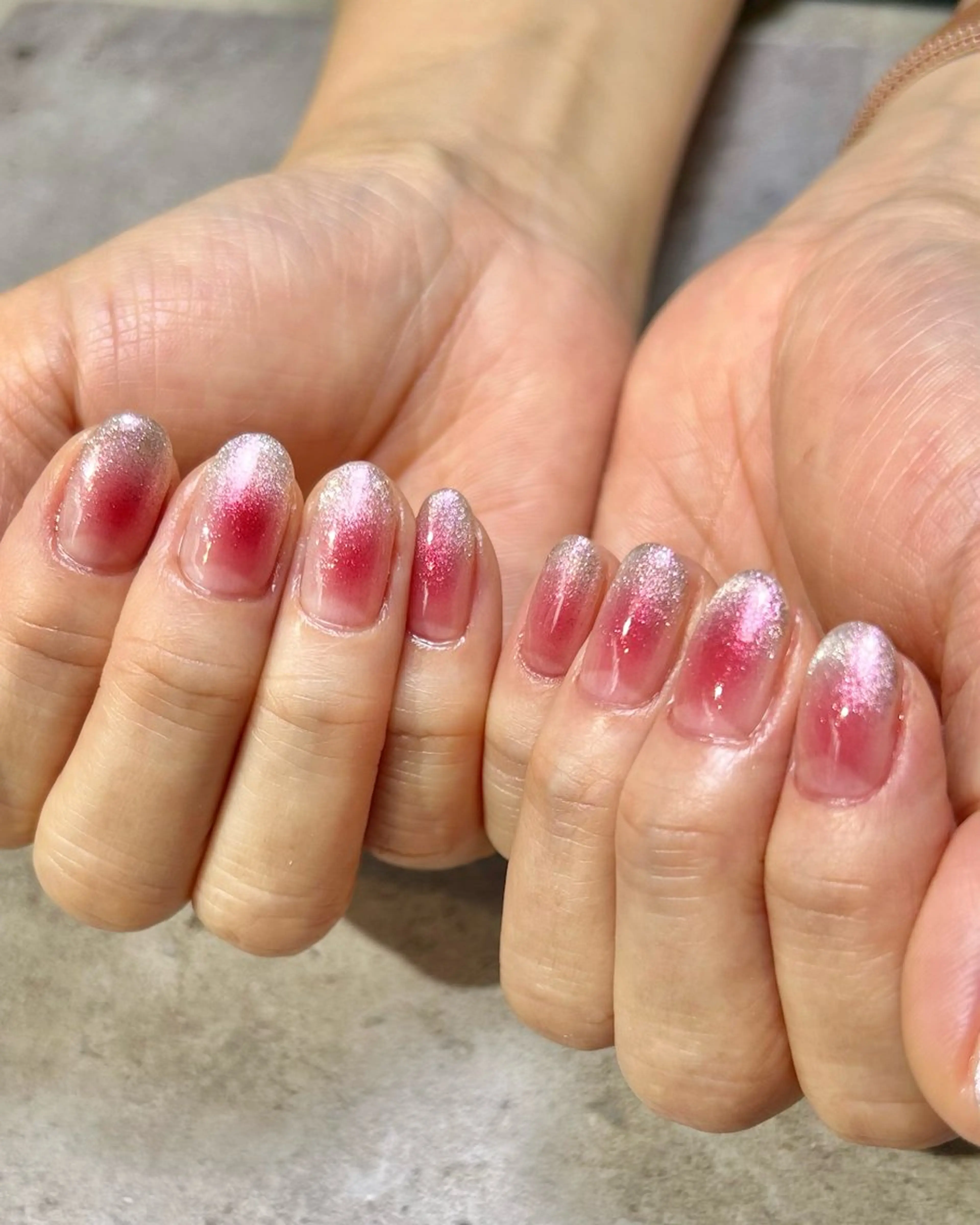 ネイル チークネイル ピンク ハンドネイル Reflection marikoのネイルデザイン