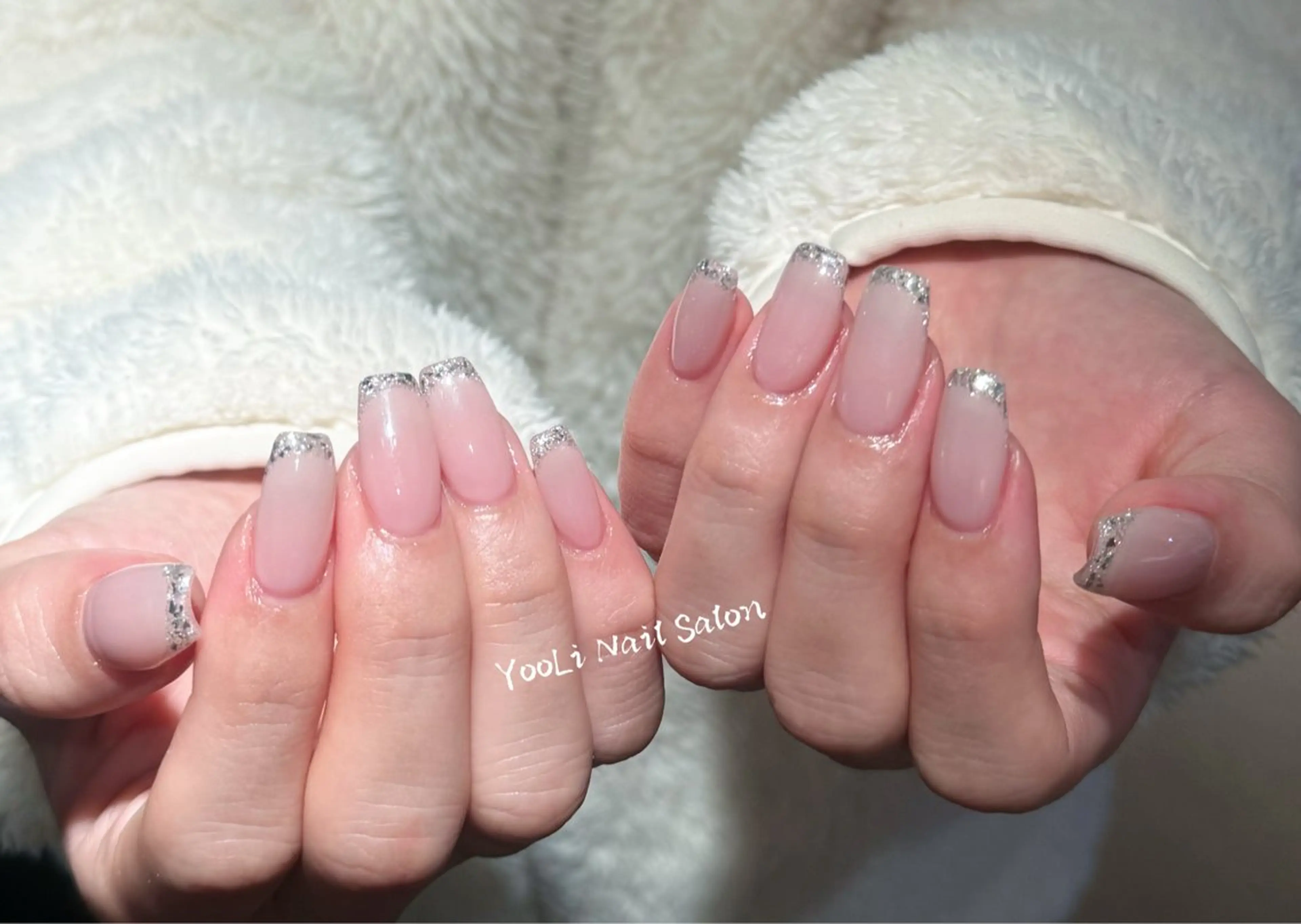 ネイル アートネイル オーロラネイル チークネイル フレンチネイル ガラスフレンチ 🎀🎀YooLi Nail Salonのネイルデザイン