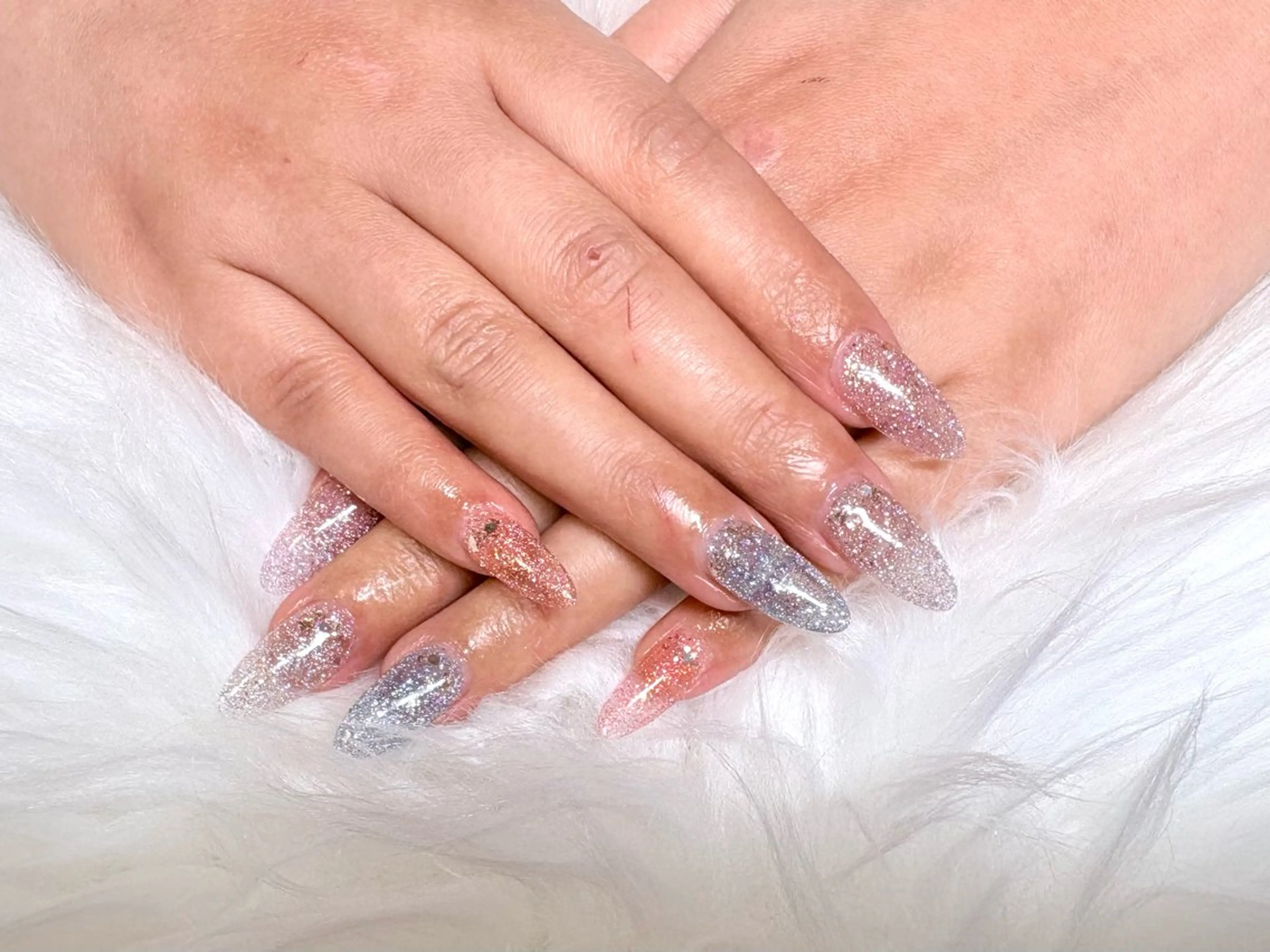 ネイル クリアネイル フラッシュネイル ハンドネイル Nailsalon Dahliaのネイルデザイン