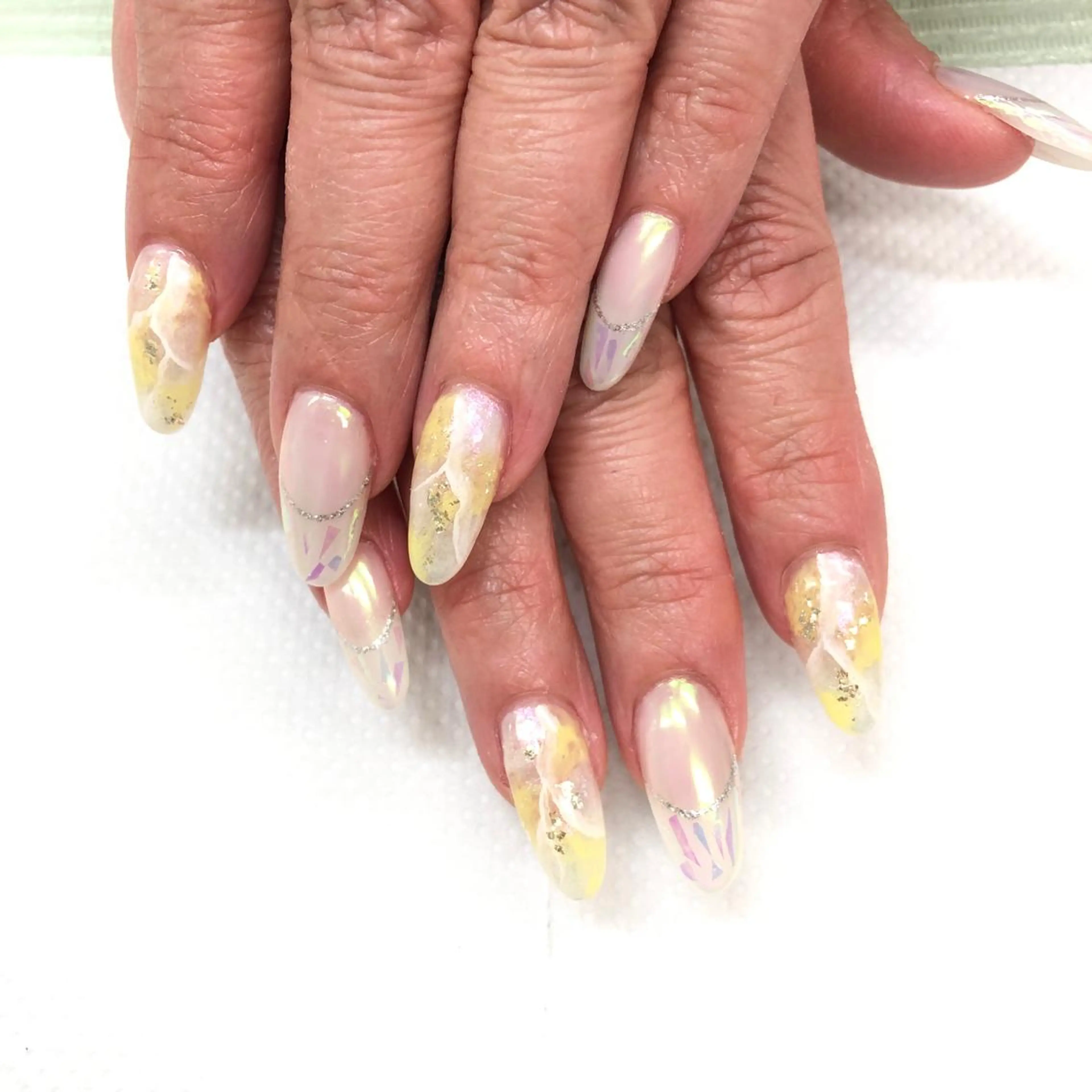 ネイル 大理石ネイル(マーブル) スカルプネイル 黄色 ユリシスネイル 担当近藤のネイルデザイン