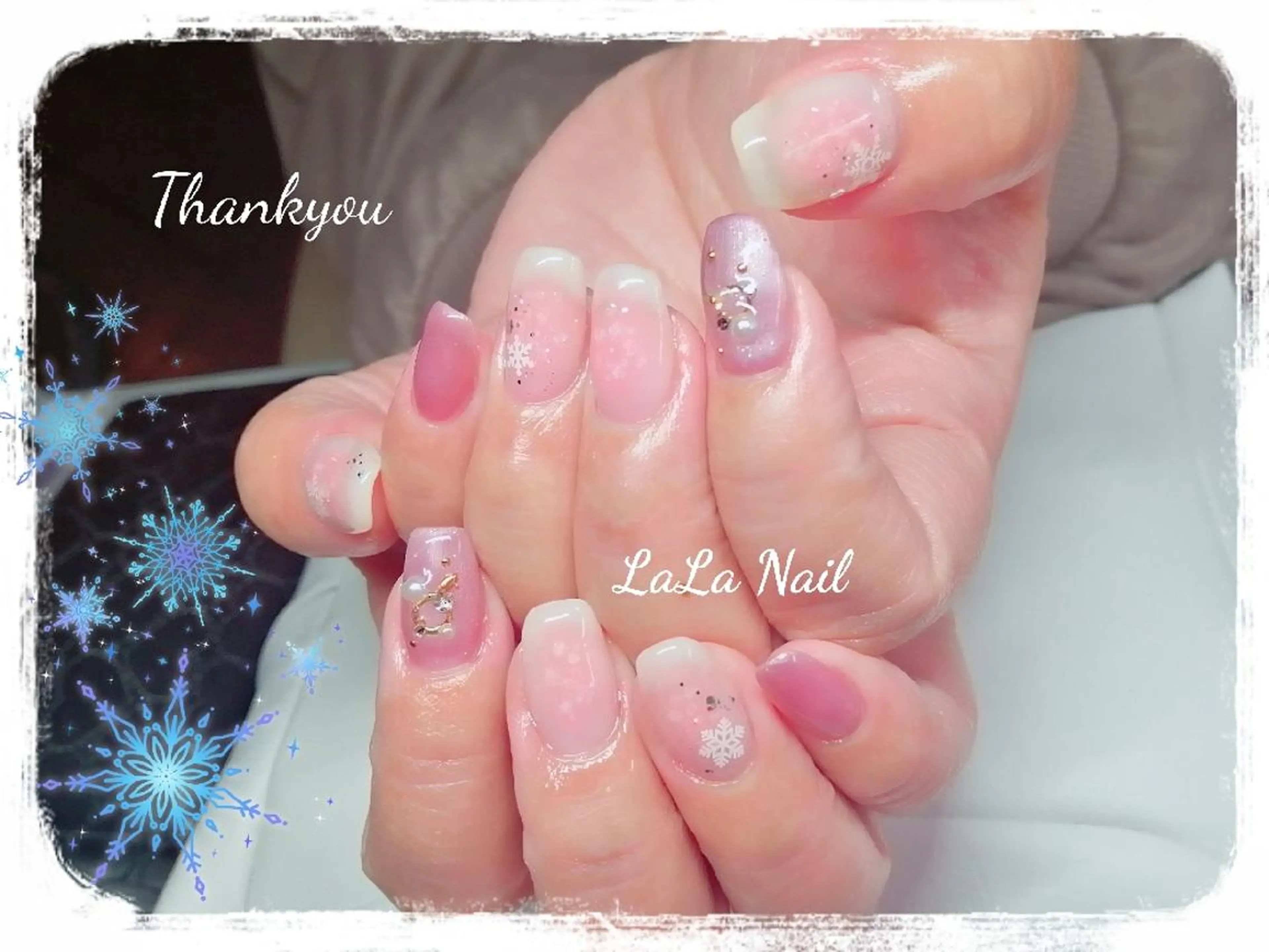 ネイル チークネイル 冬ネイル LaLa Nailのネイルデザイン