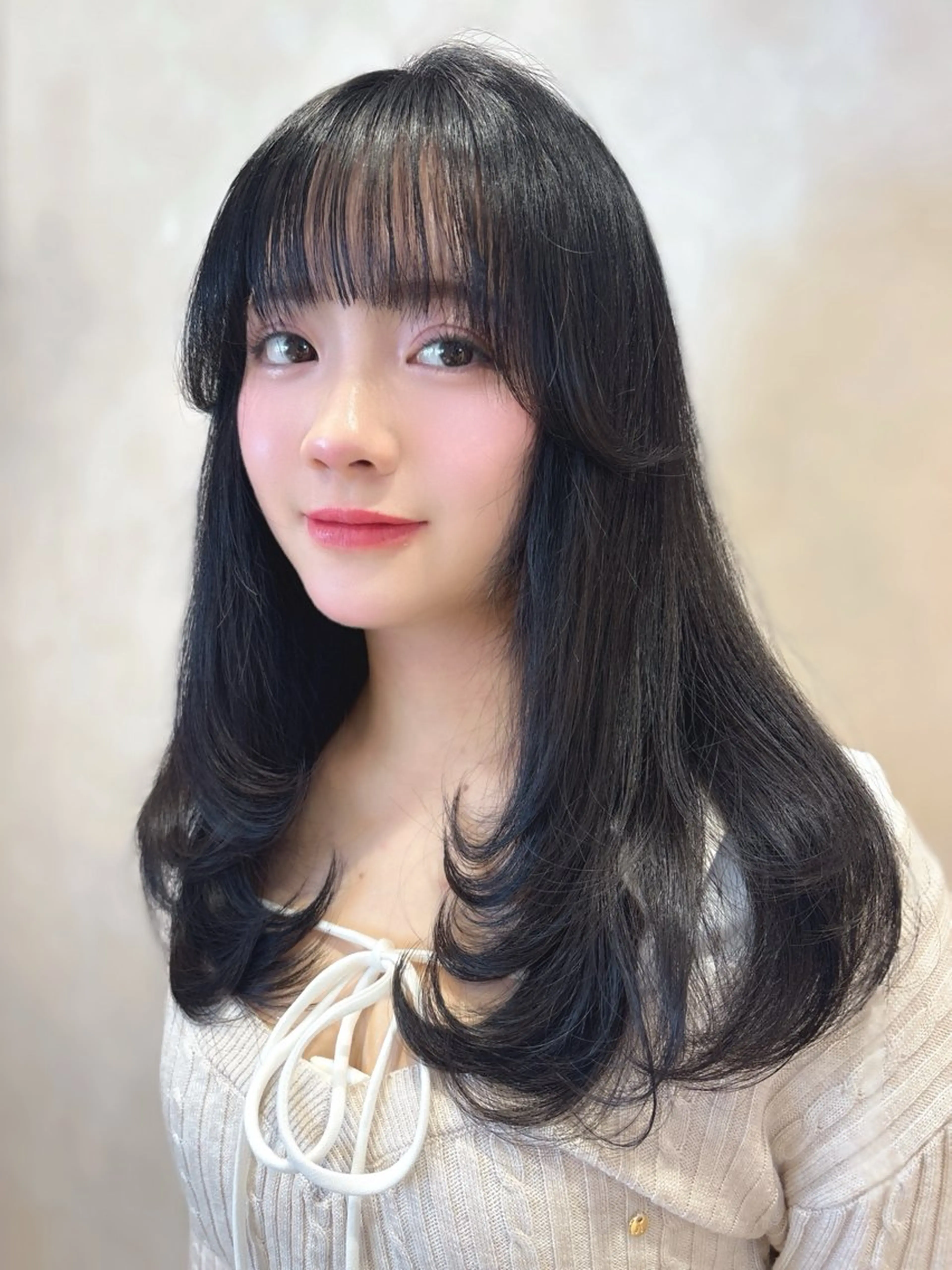 セミロング カット ヘアカラー トリートメント 上品♡韓国レイヤー ‎🤍のの‎🤍のヘアスタイル