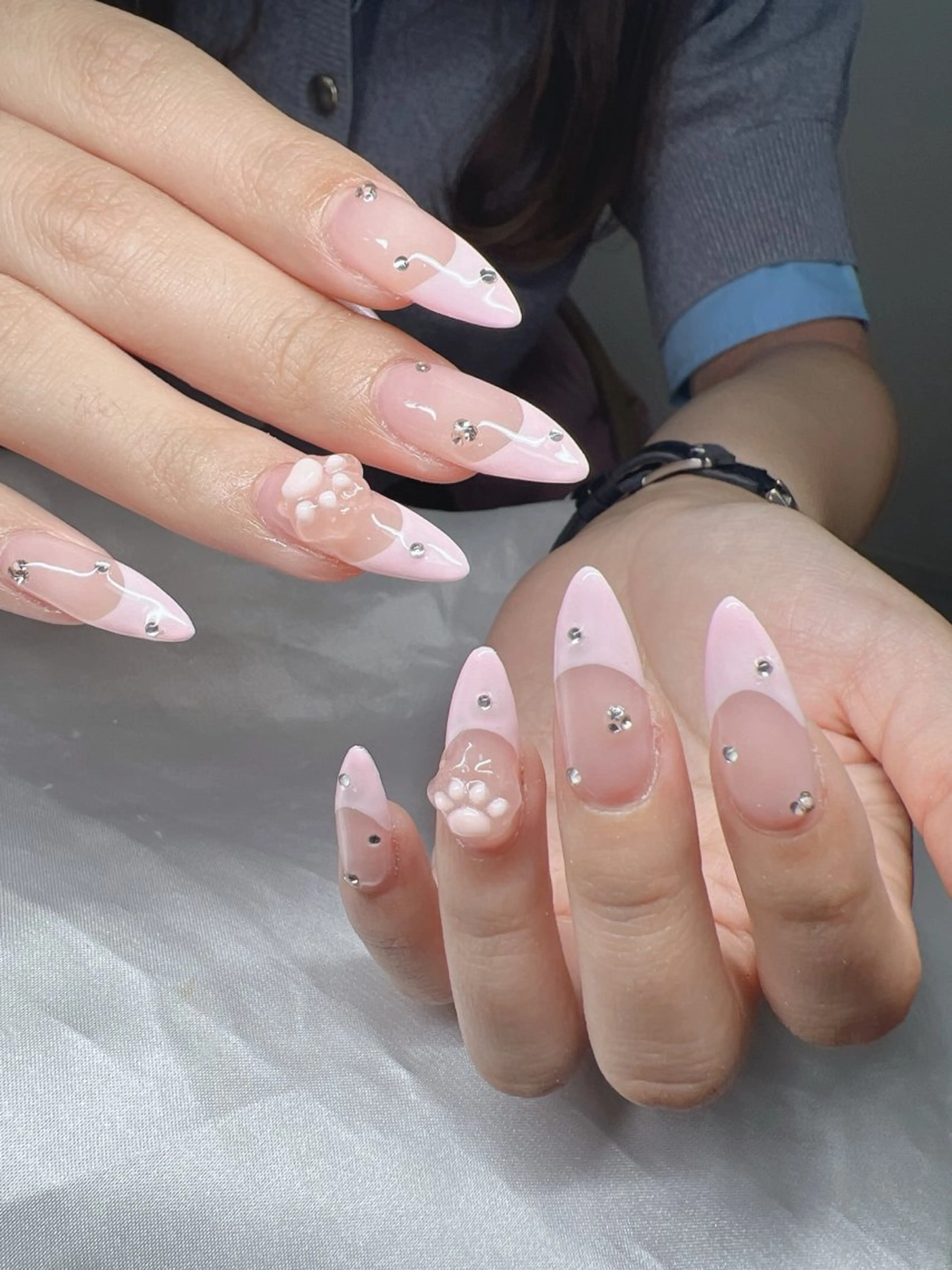 ネイル 長さ出し グラデーション 卒業式 キラキラネイル マグネットネイル ハンドネイル Lee Nailsのネイルデザイン