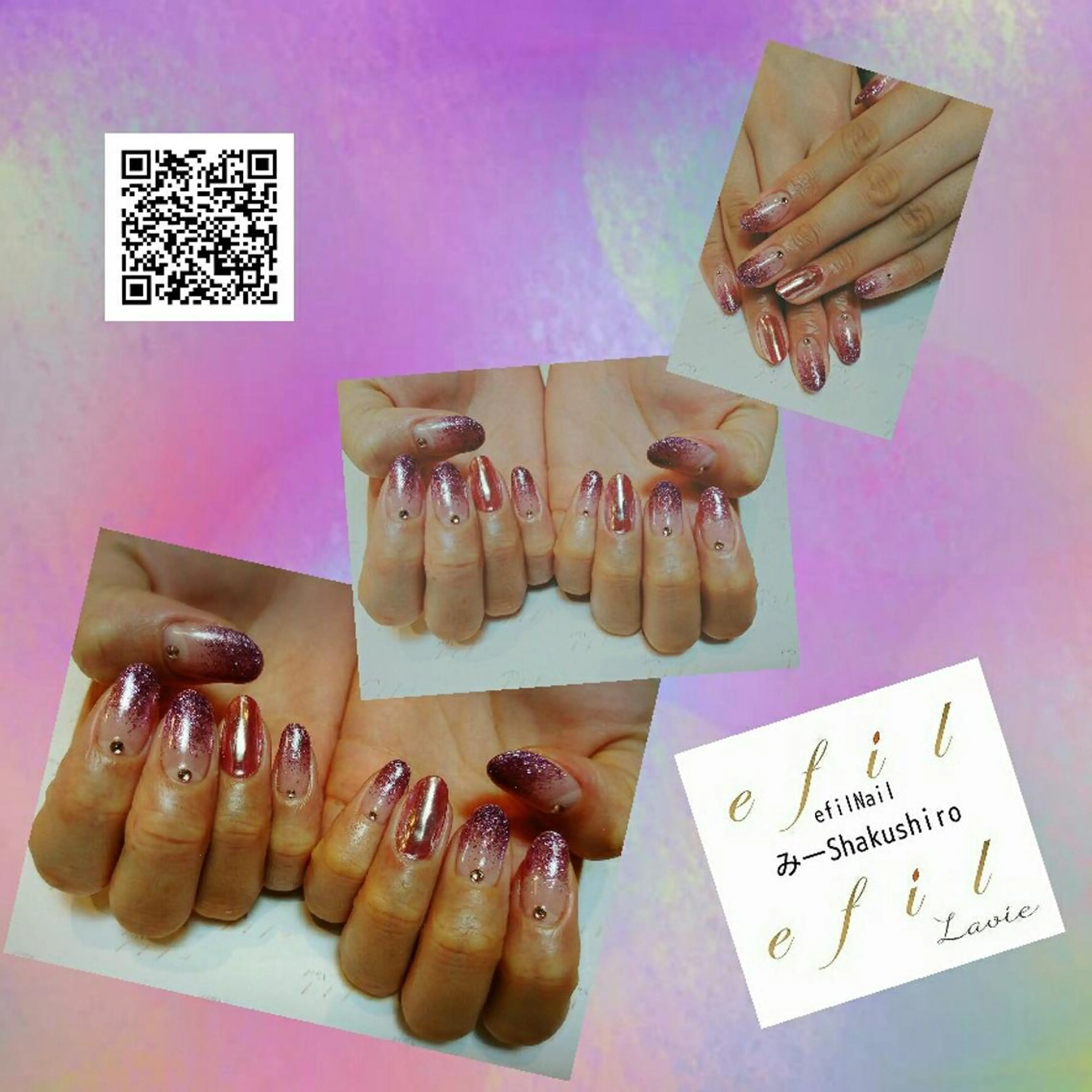 ネイル ミラーネイル ストーンネイル みー shakushiroのネイルデザイン