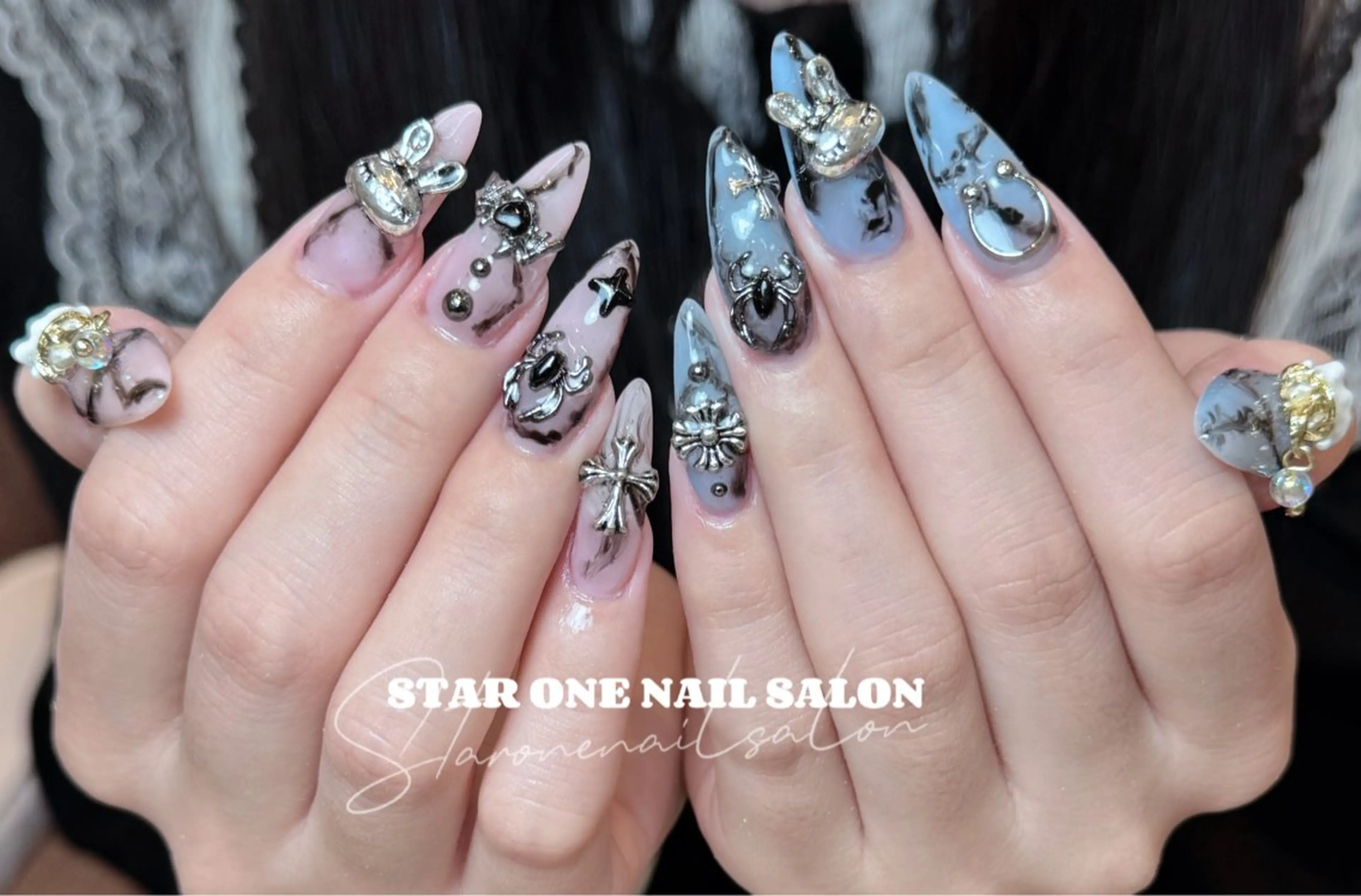 ネイル ハンドネイル 星 あみのネイルデザイン