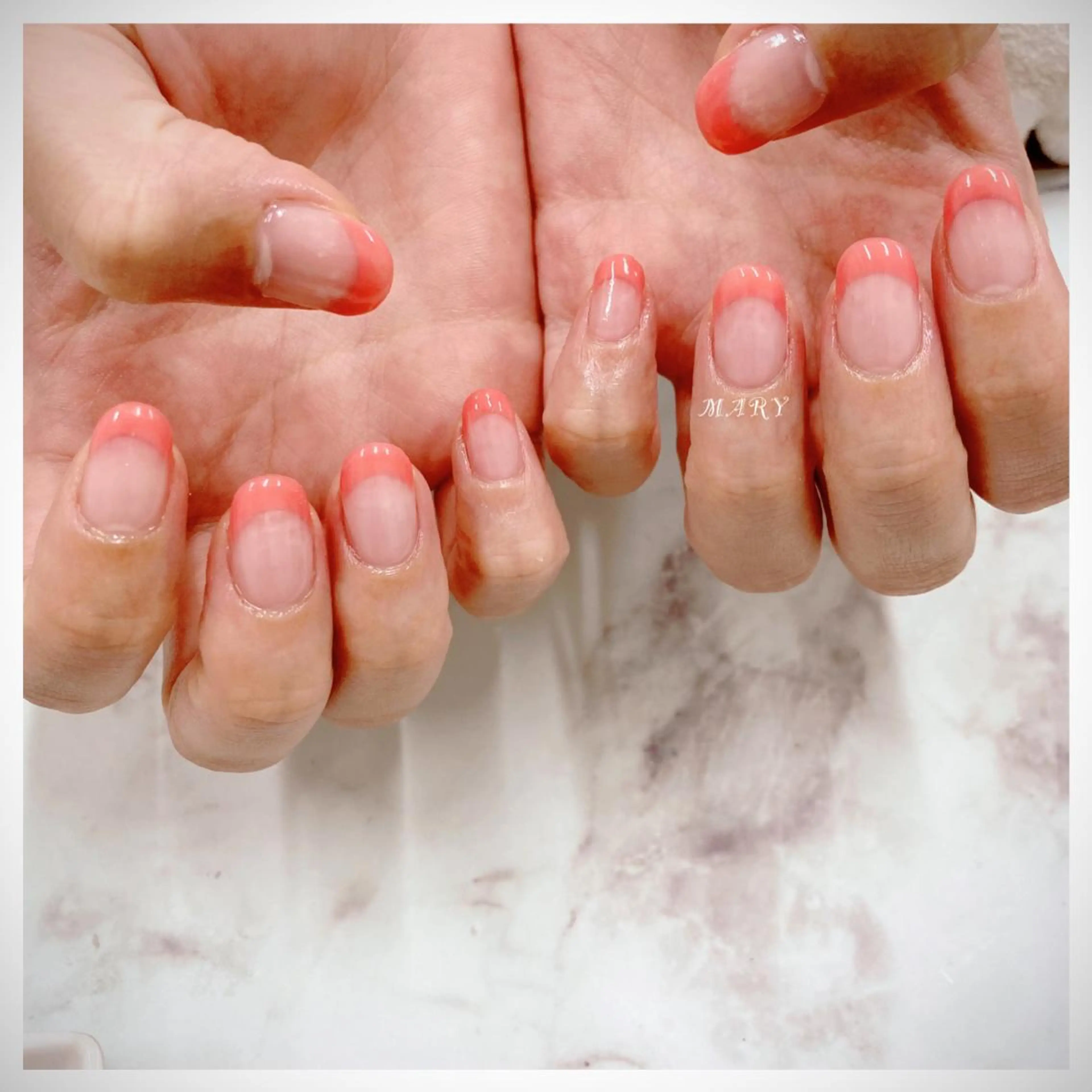 ネイル フレンチネイル ニュアンスネイル オフィスネイル ピンク シンプルネイル ハンドネイル Mary nail .narumiのネイルデザイン