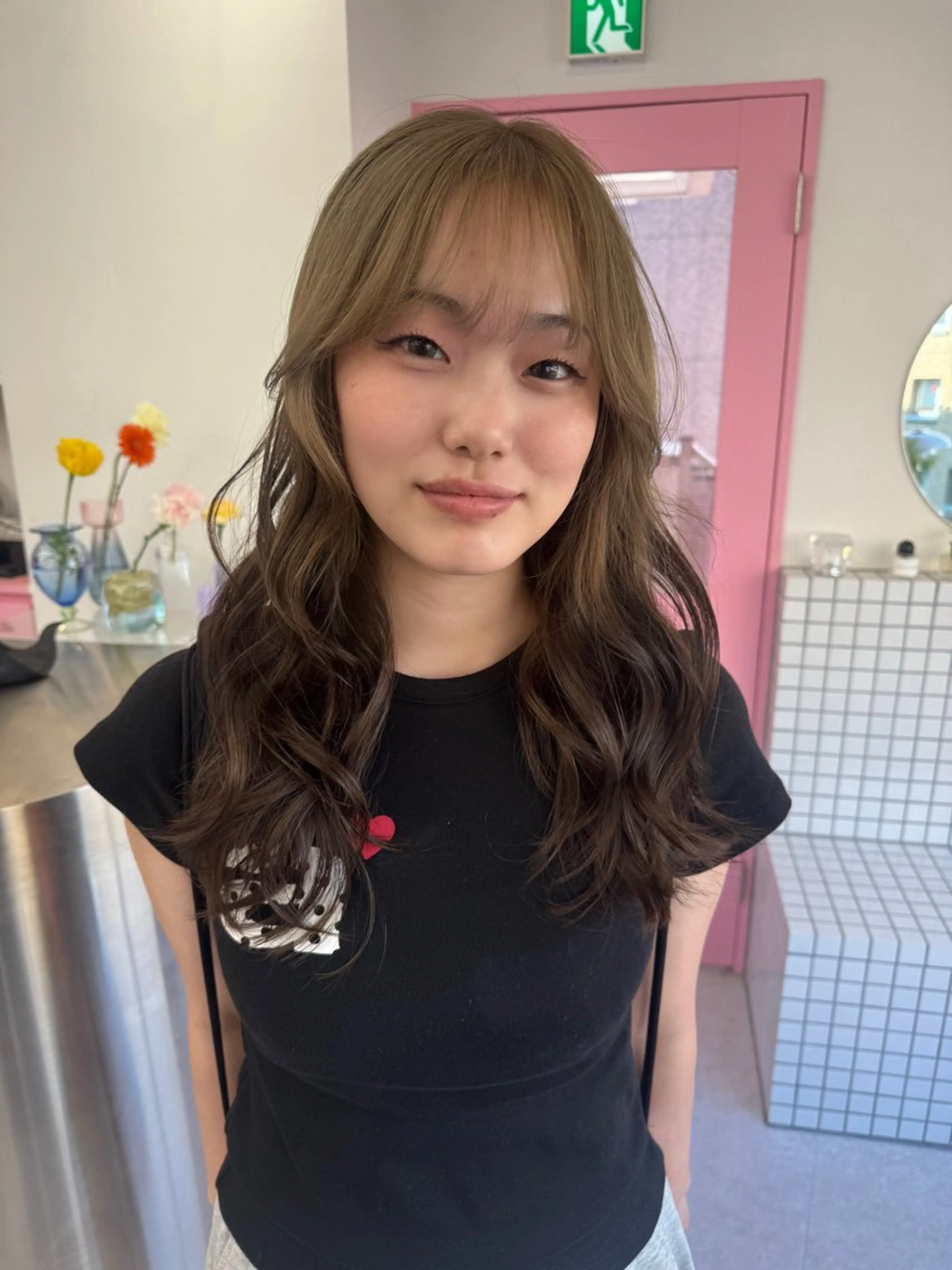 ロング カット ヘアカラー トリートメント 暖色カラー/ピンク カラー/saraのヘアスタイル