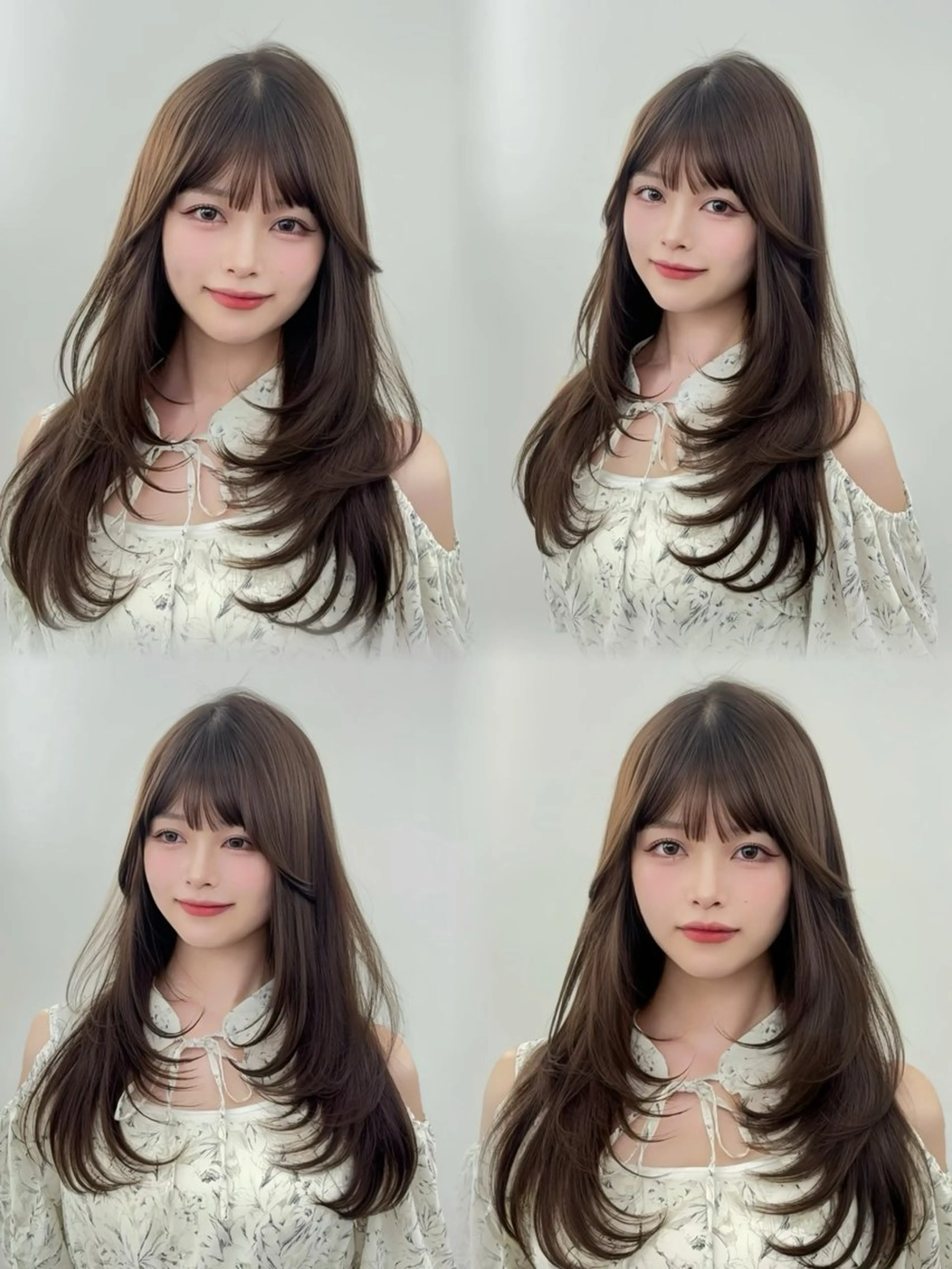 ロング カラー 小顔カット カット ヘアカラー トリートメント 韓国ヘア/レイヤー/ 顔まわり足立遥奈のヘアスタイル