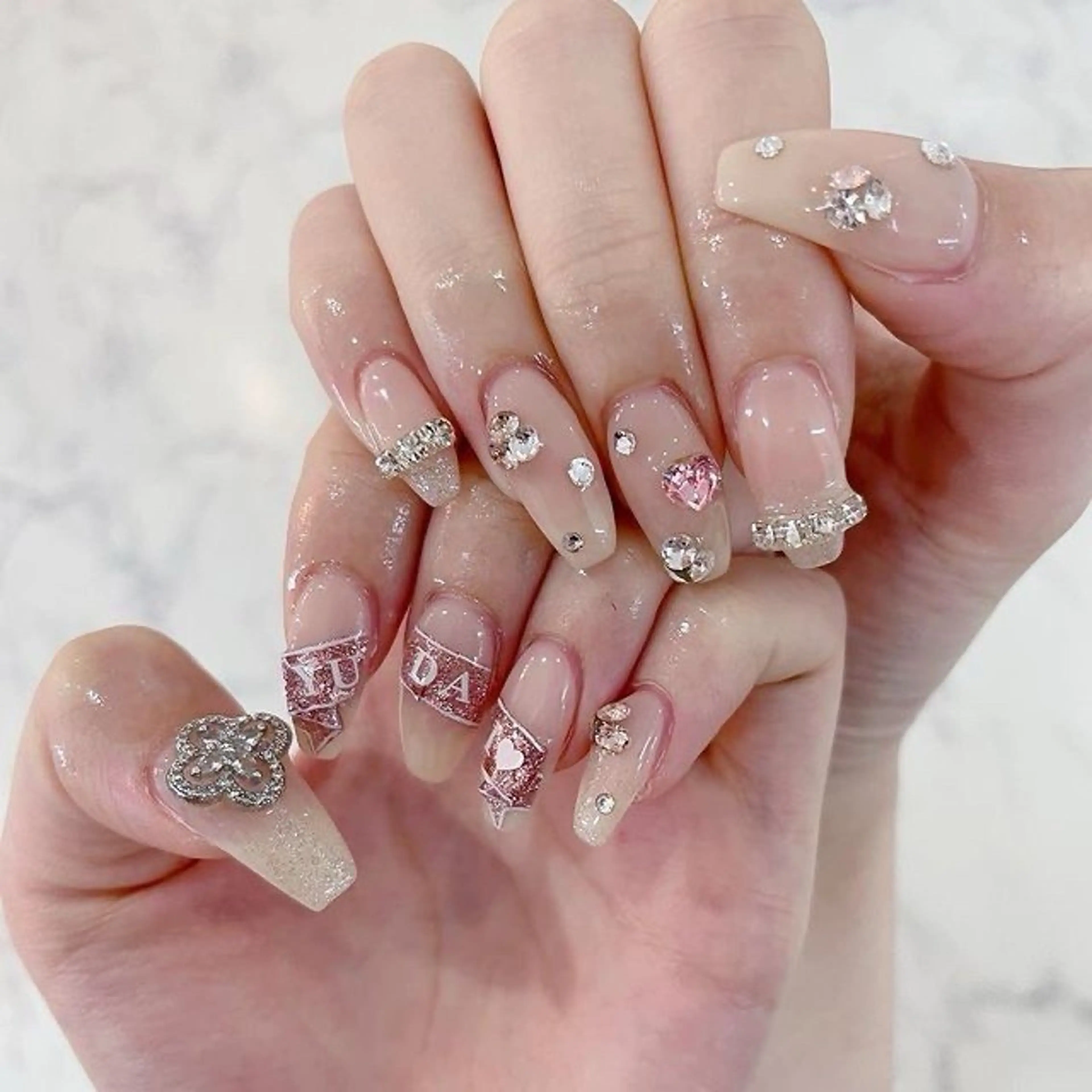 ネイル 長さ出し マグネットネイル ミラーネイル ピンク ネイルチップ Lee Nailsのネイルデザイン