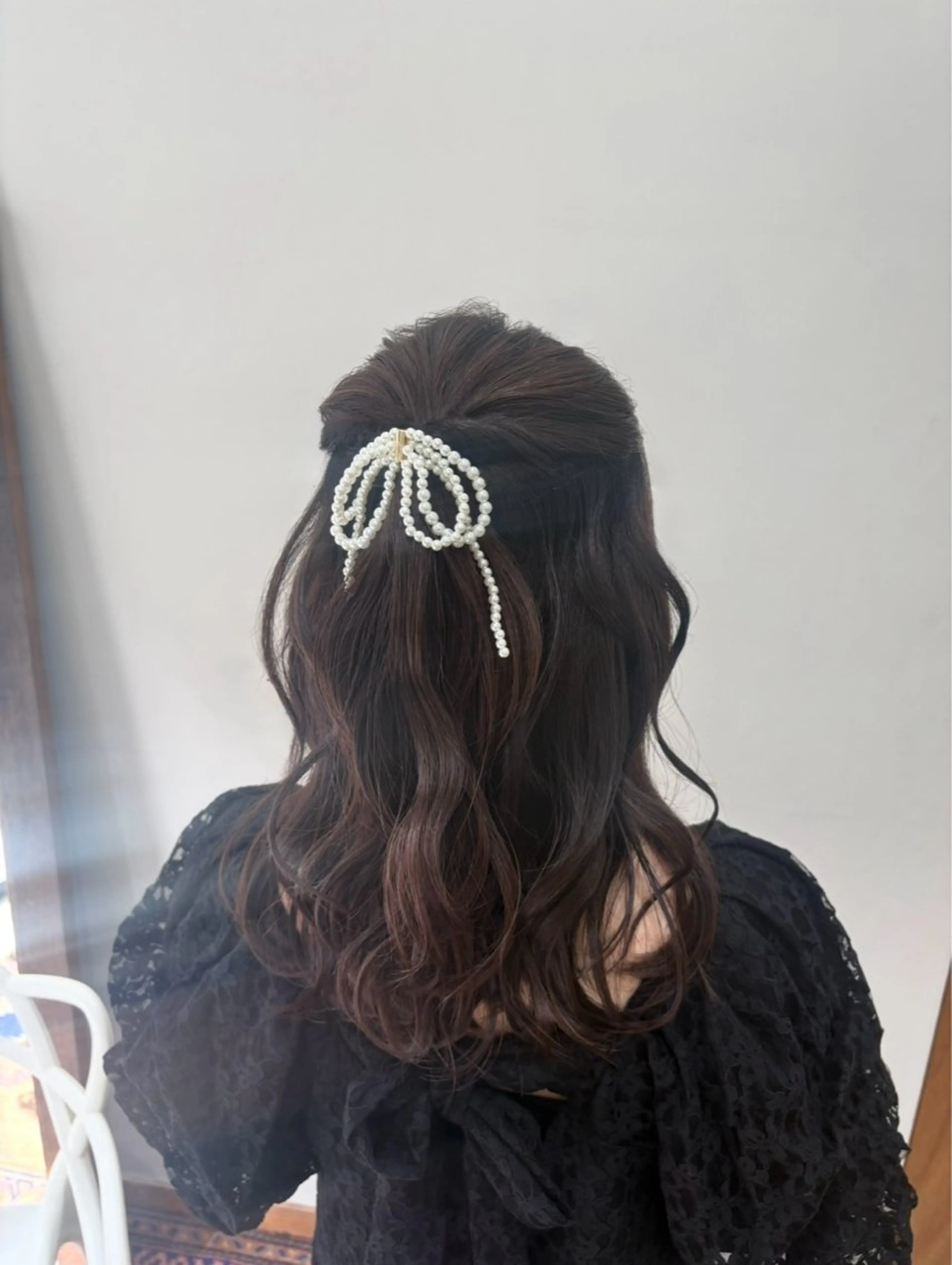 ミディアム ヘアアレンジ ハーフアップ momo / カラーモデルのヘアスタイル